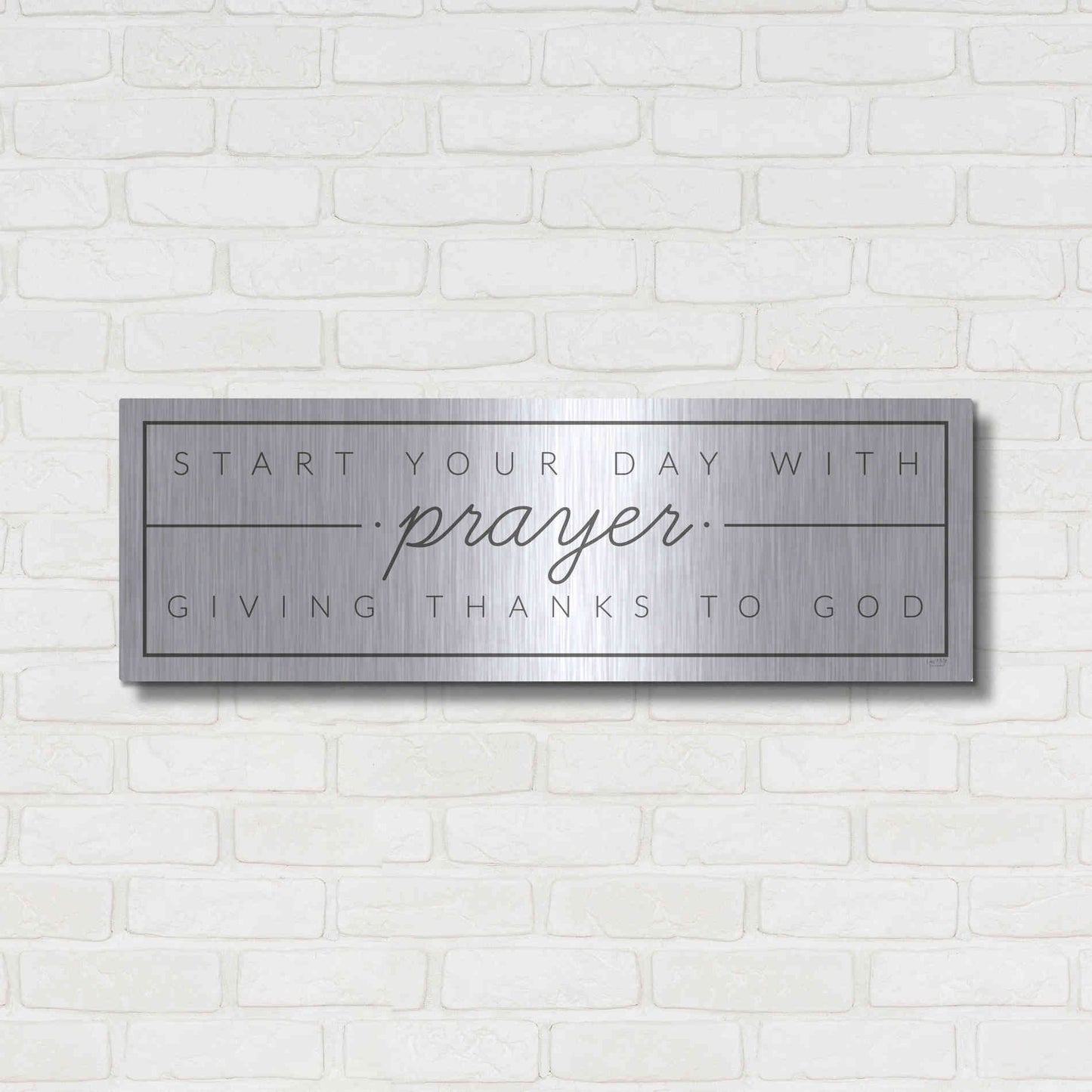 Luxe Metal Art 'Start Your Day with Prayer' by Lux + Me Designs, Metal Wall Art,36x12