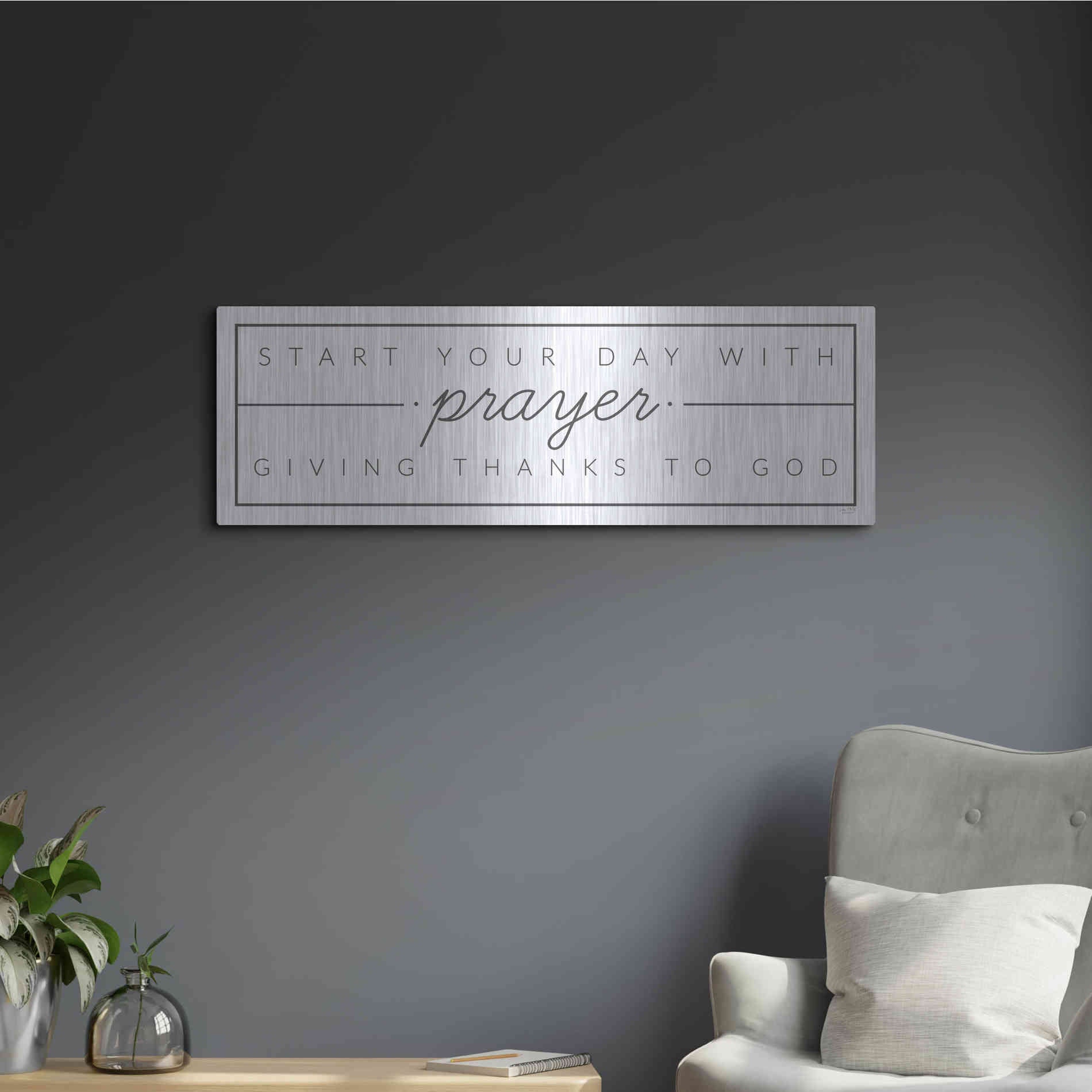 Luxe Metal Art 'Start Your Day with Prayer' by Lux + Me Designs, Metal Wall Art,36x12