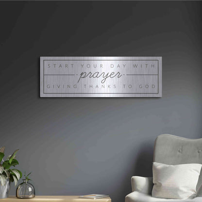 Luxe Metal Art 'Start Your Day with Prayer' by Lux + Me Designs, Metal Wall Art,36x12