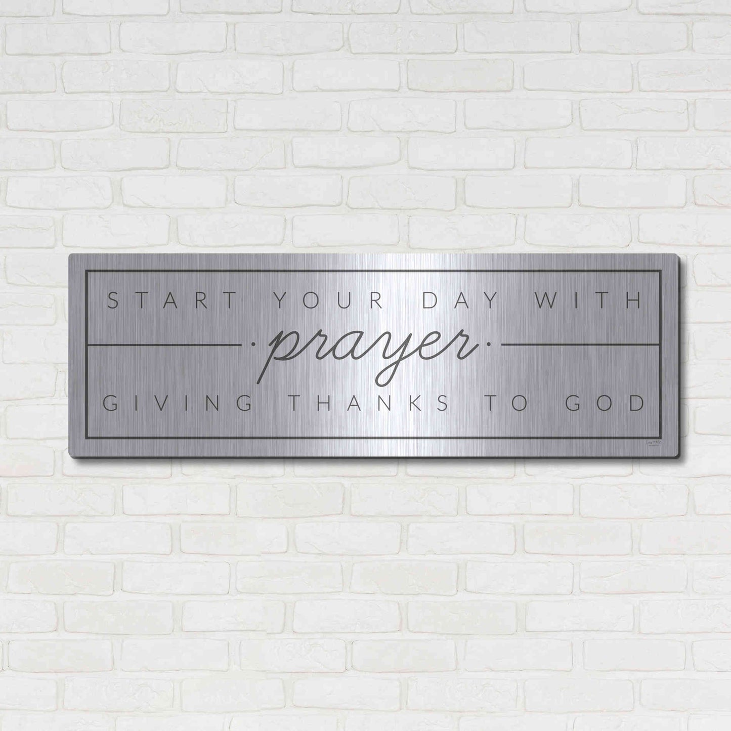 Luxe Metal Art 'Start Your Day with Prayer' by Lux + Me Designs, Metal Wall Art,48x16