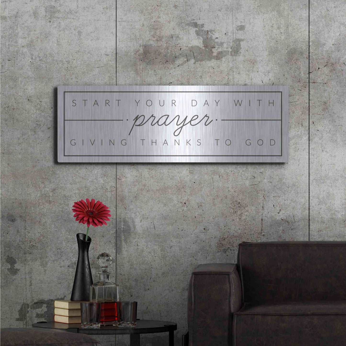 Luxe Metal Art 'Start Your Day with Prayer' by Lux + Me Designs, Metal Wall Art,48x16