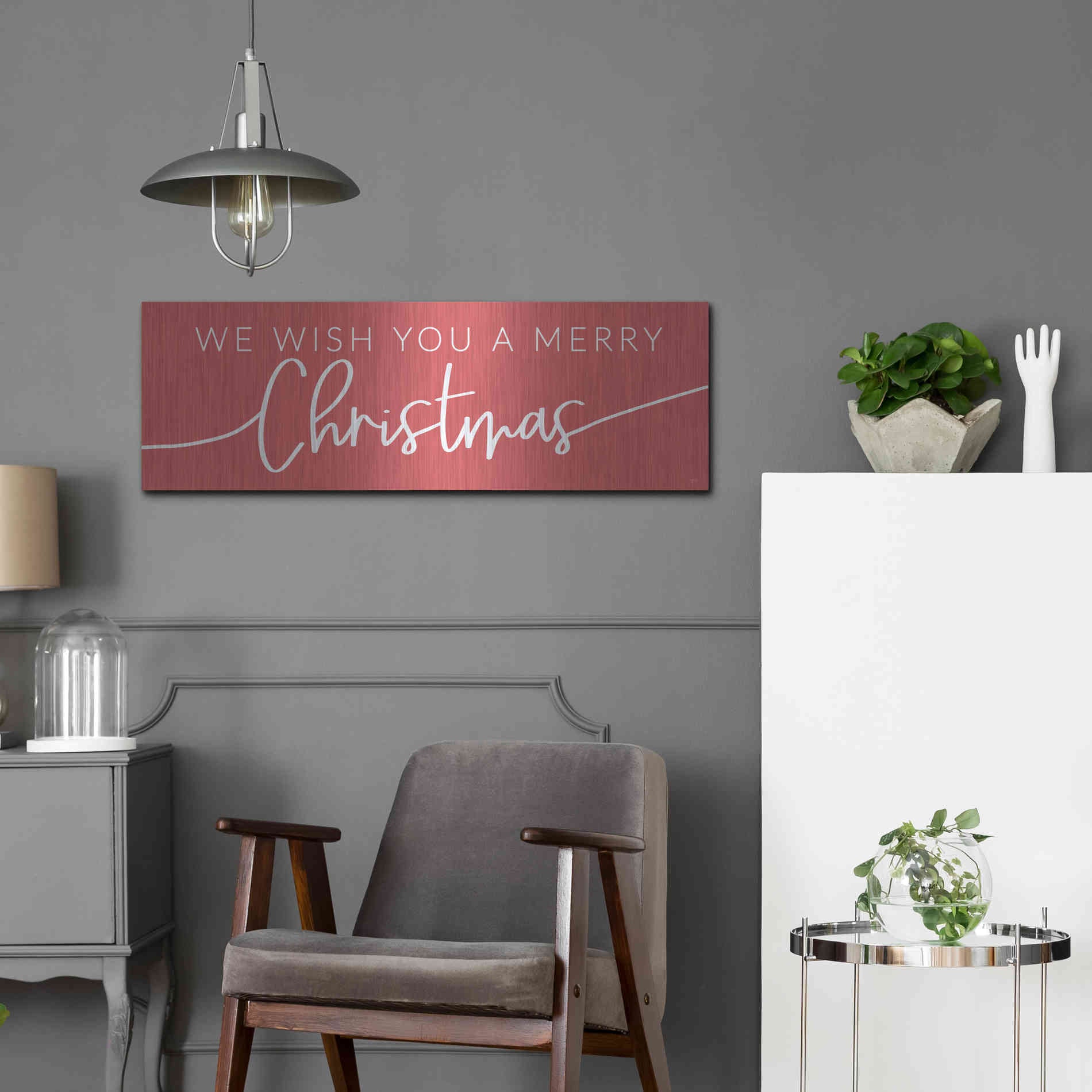 Luxe Metal Art 'We Wish You a Merry Christmas' by Lux + Me Designs, Metal Wall Art,36x12