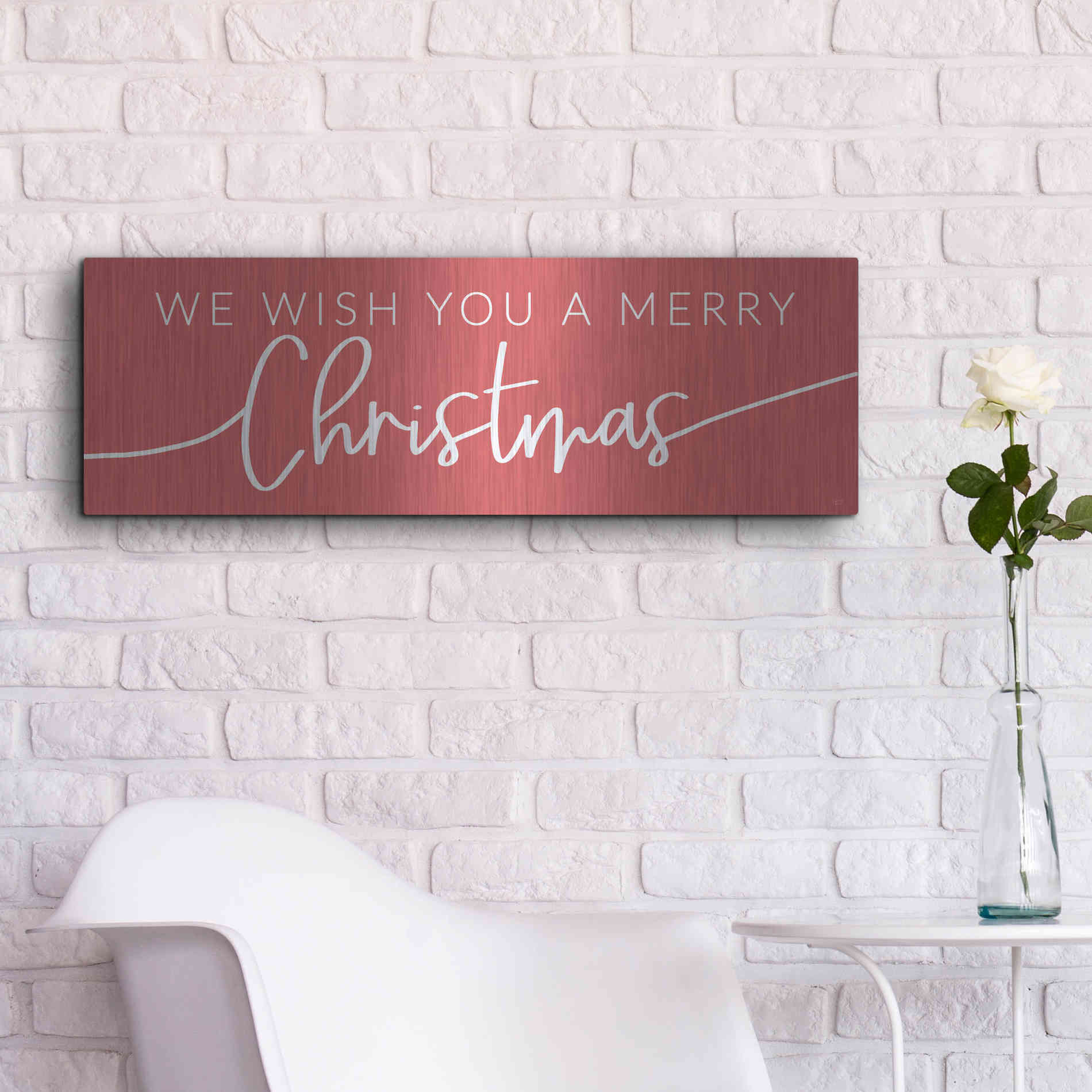 Luxe Metal Art 'We Wish You a Merry Christmas' by Lux + Me Designs, Metal Wall Art,36x12