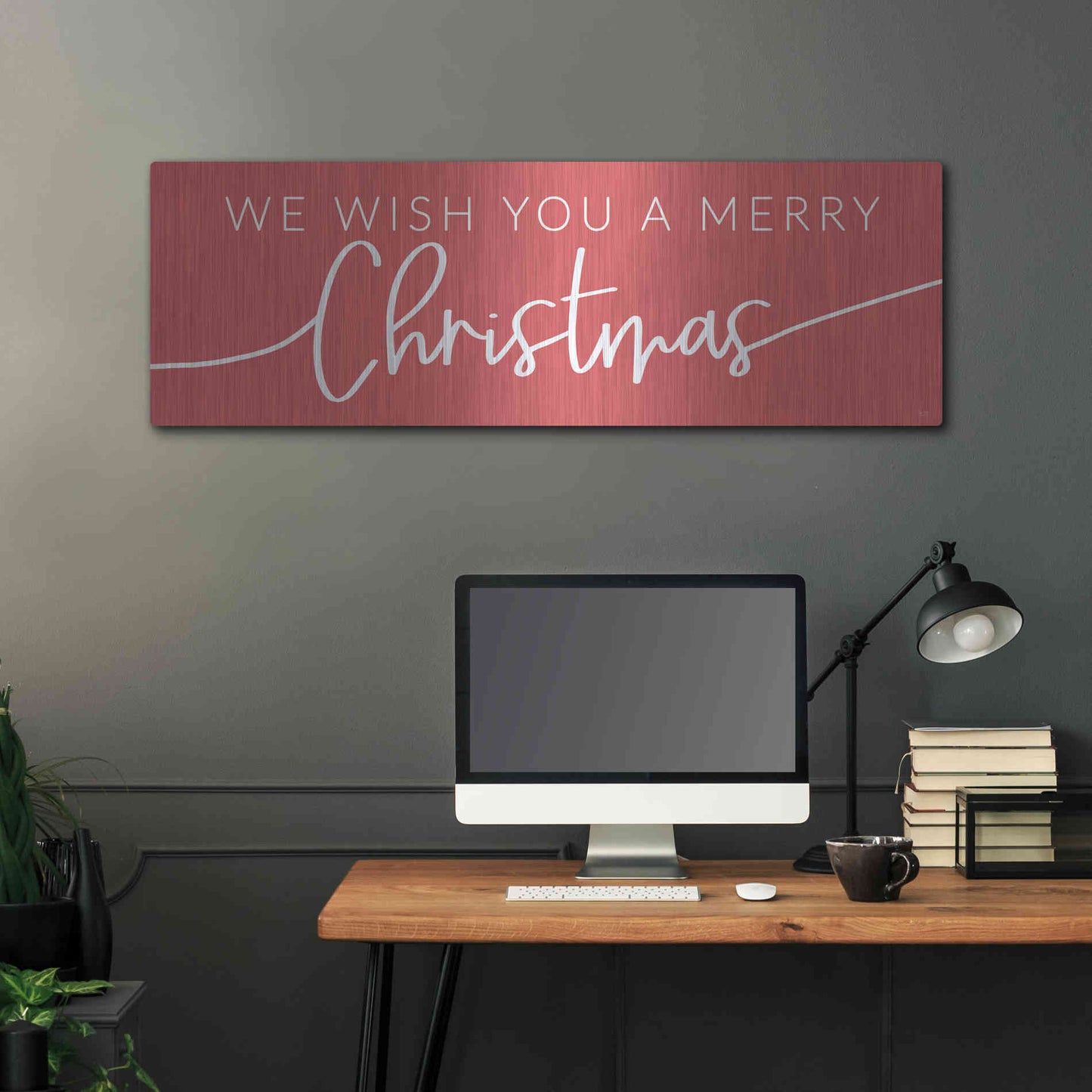 Luxe Metal Art 'We Wish You a Merry Christmas' by Lux + Me Designs, Metal Wall Art,48x16