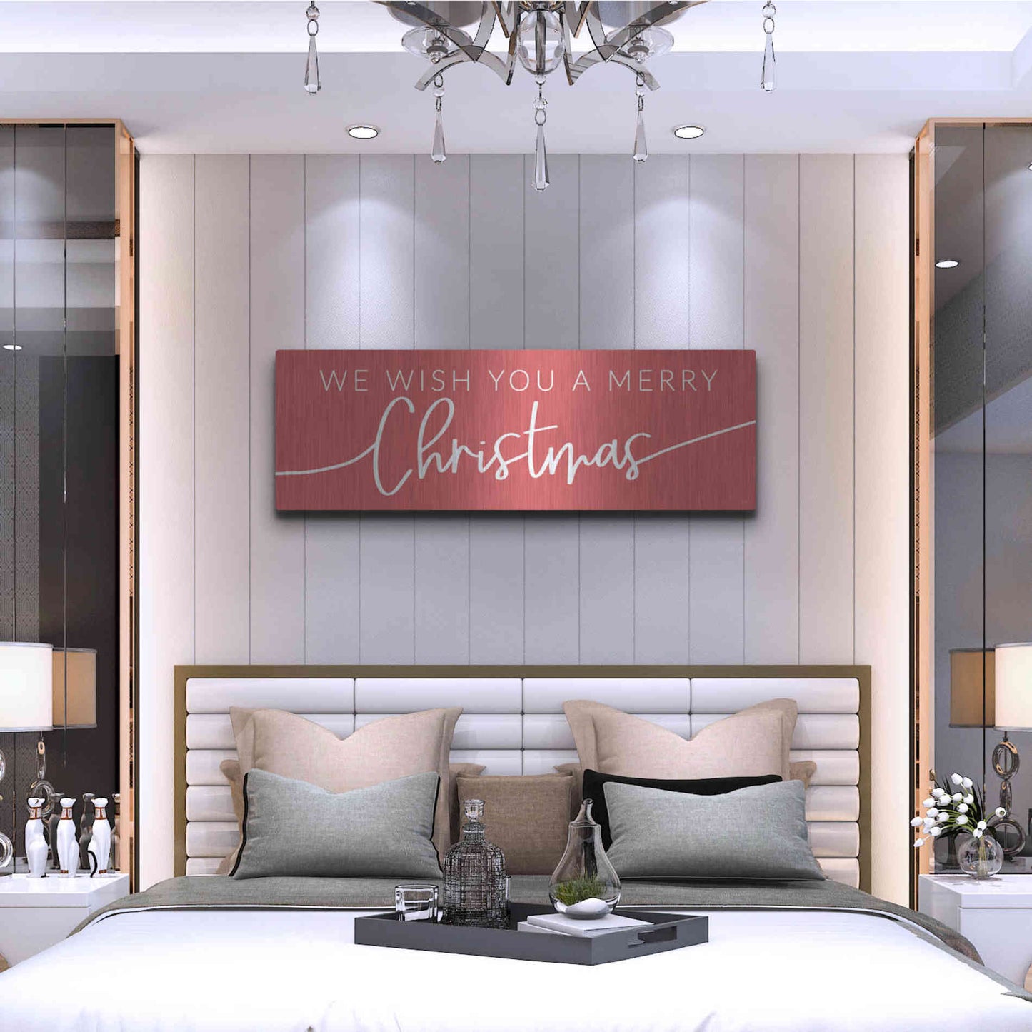 Luxe Metal Art 'We Wish You a Merry Christmas' by Lux + Me Designs, Metal Wall Art,48x16