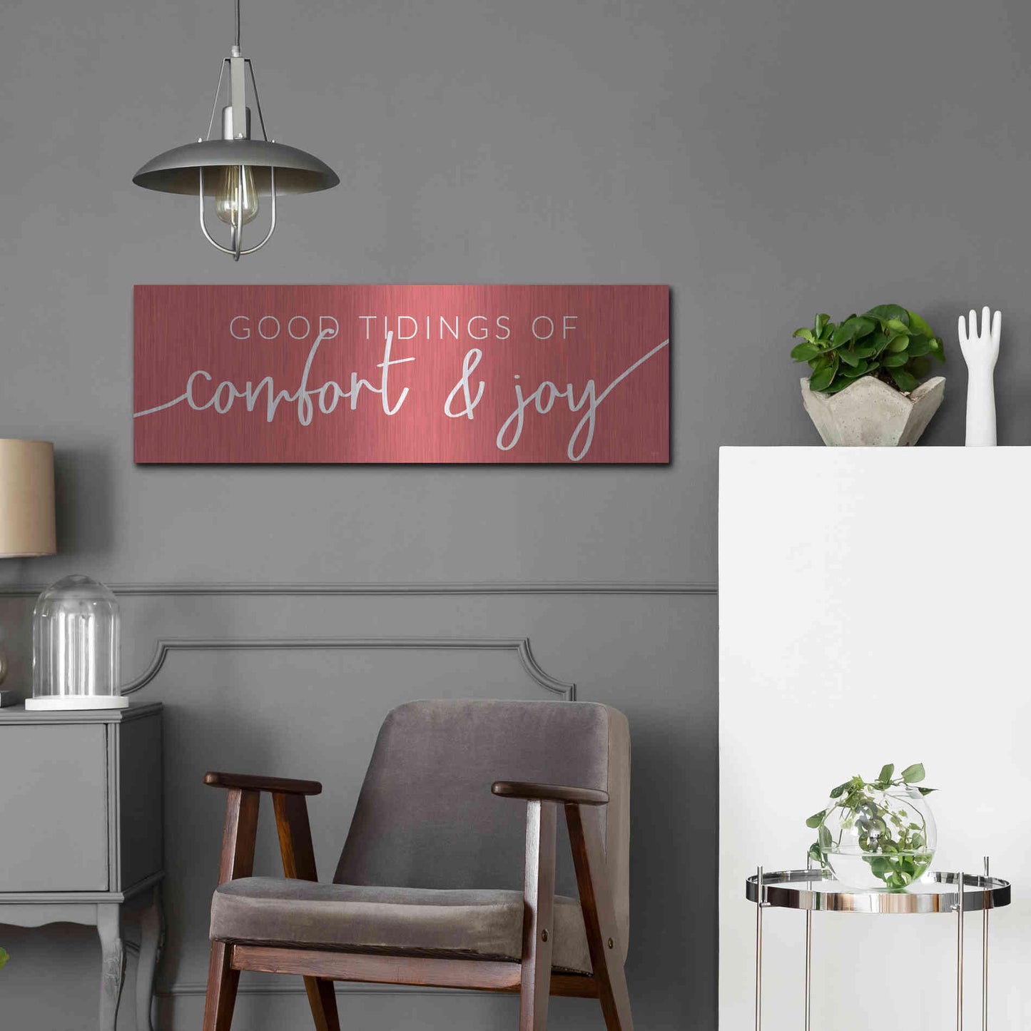 Luxe Metal Art 'Good Tidings of Comfort & Joy' by Lux + Me Designs, Metal Wall Art,36x12