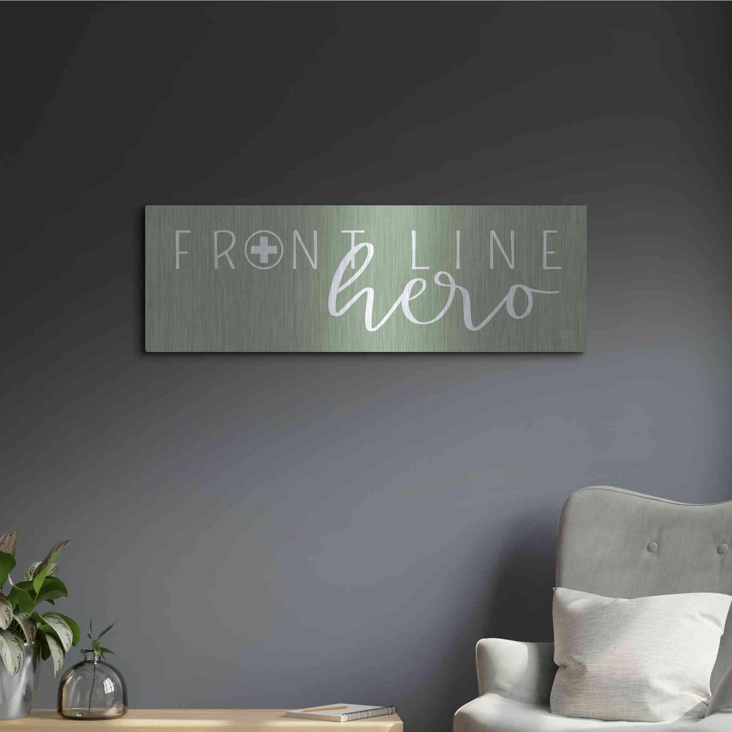 Luxe Metal Art 'Front Line Hero' by Lux + Me Designs, Metal Wall Art,36x12