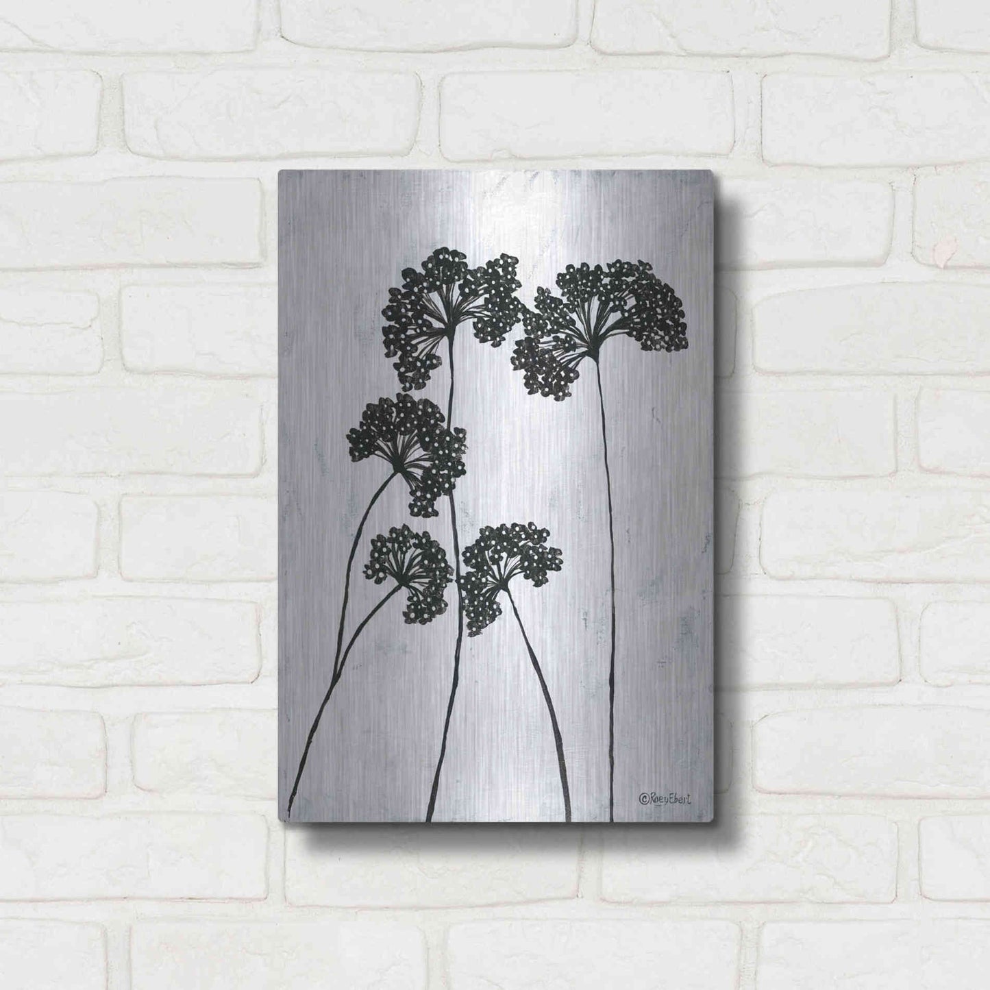 Luxe Metal Art 'Queen Anne's Lace I' by Roey Ebert, Metal Wall Art,12x16