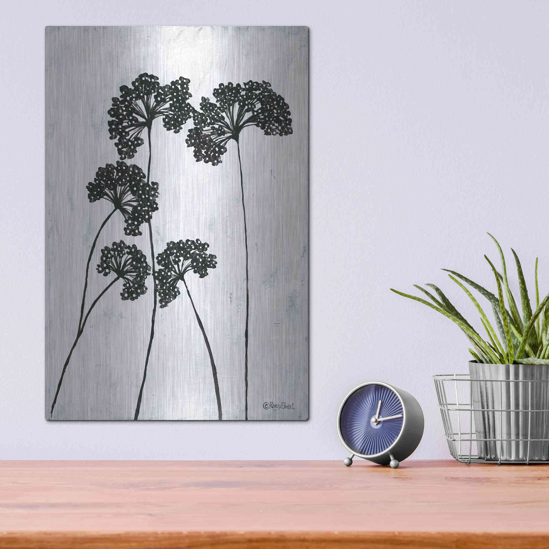 Luxe Metal Art 'Queen Anne's Lace I' by Roey Ebert, Metal Wall Art,12x16