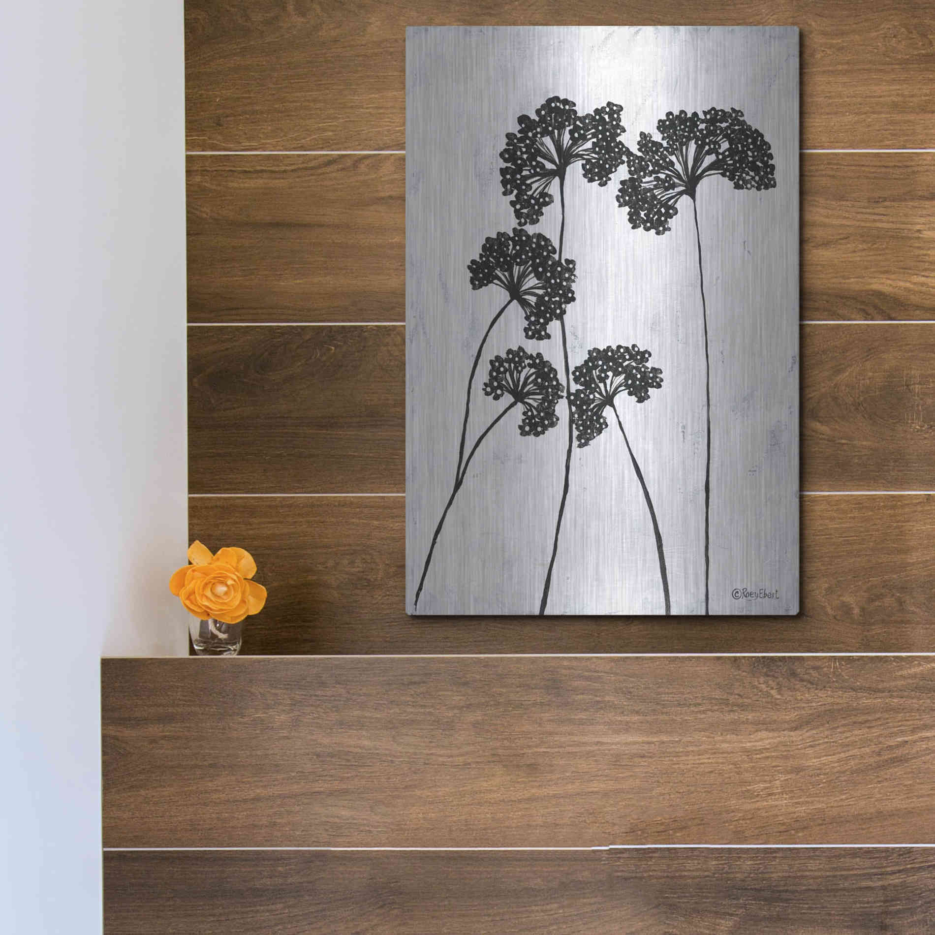 Luxe Metal Art 'Queen Anne's Lace I' by Roey Ebert, Metal Wall Art,12x16