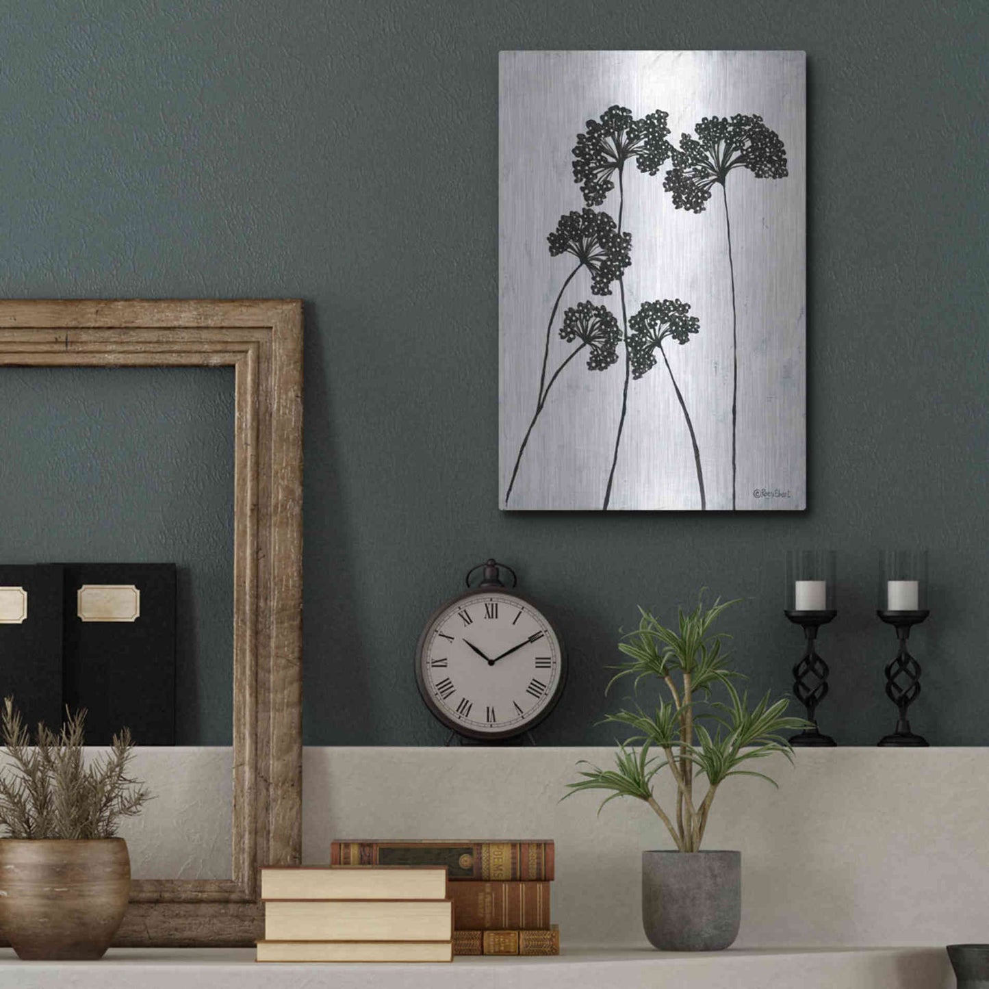 Luxe Metal Art 'Queen Anne's Lace I' by Roey Ebert, Metal Wall Art,12x16