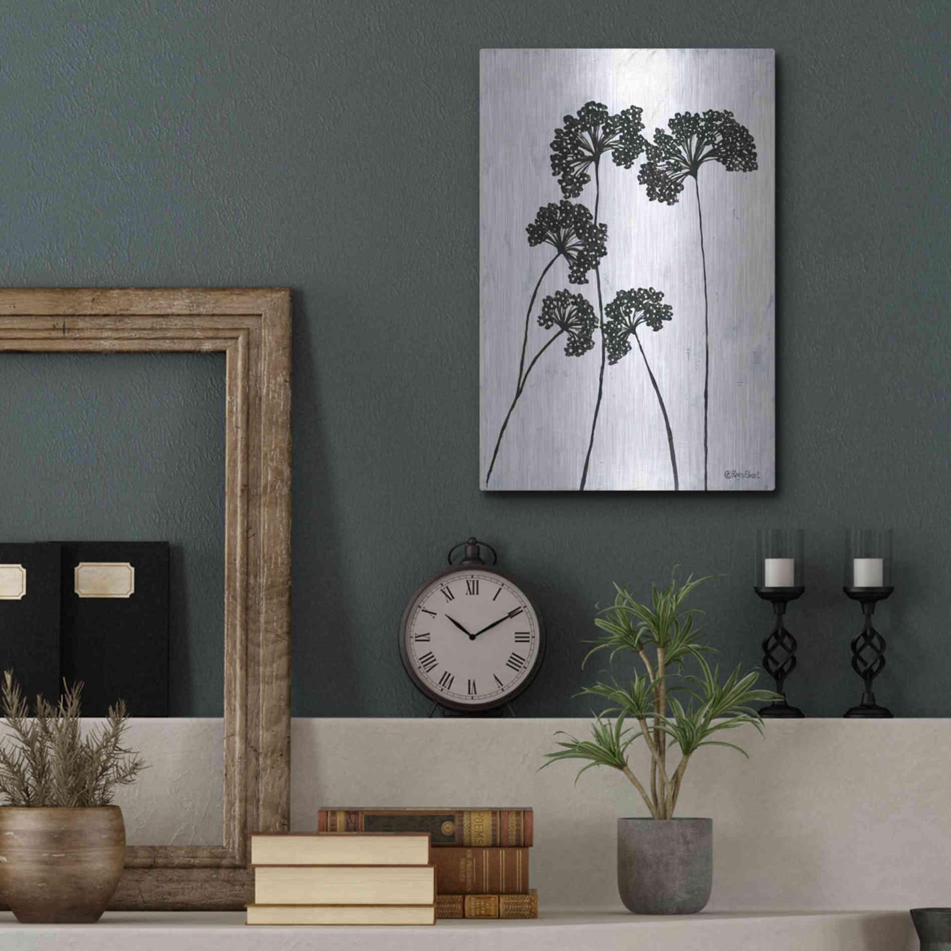 Luxe Metal Art 'Queen Anne's Lace I' by Roey Ebert, Metal Wall Art,12x16