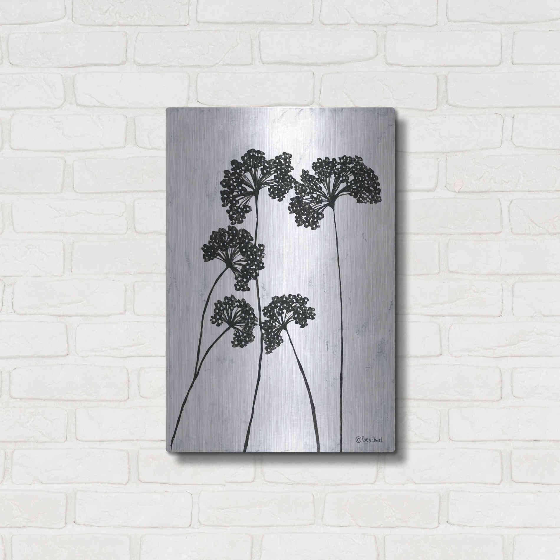 Luxe Metal Art 'Queen Anne's Lace I' by Roey Ebert, Metal Wall Art,16x24
