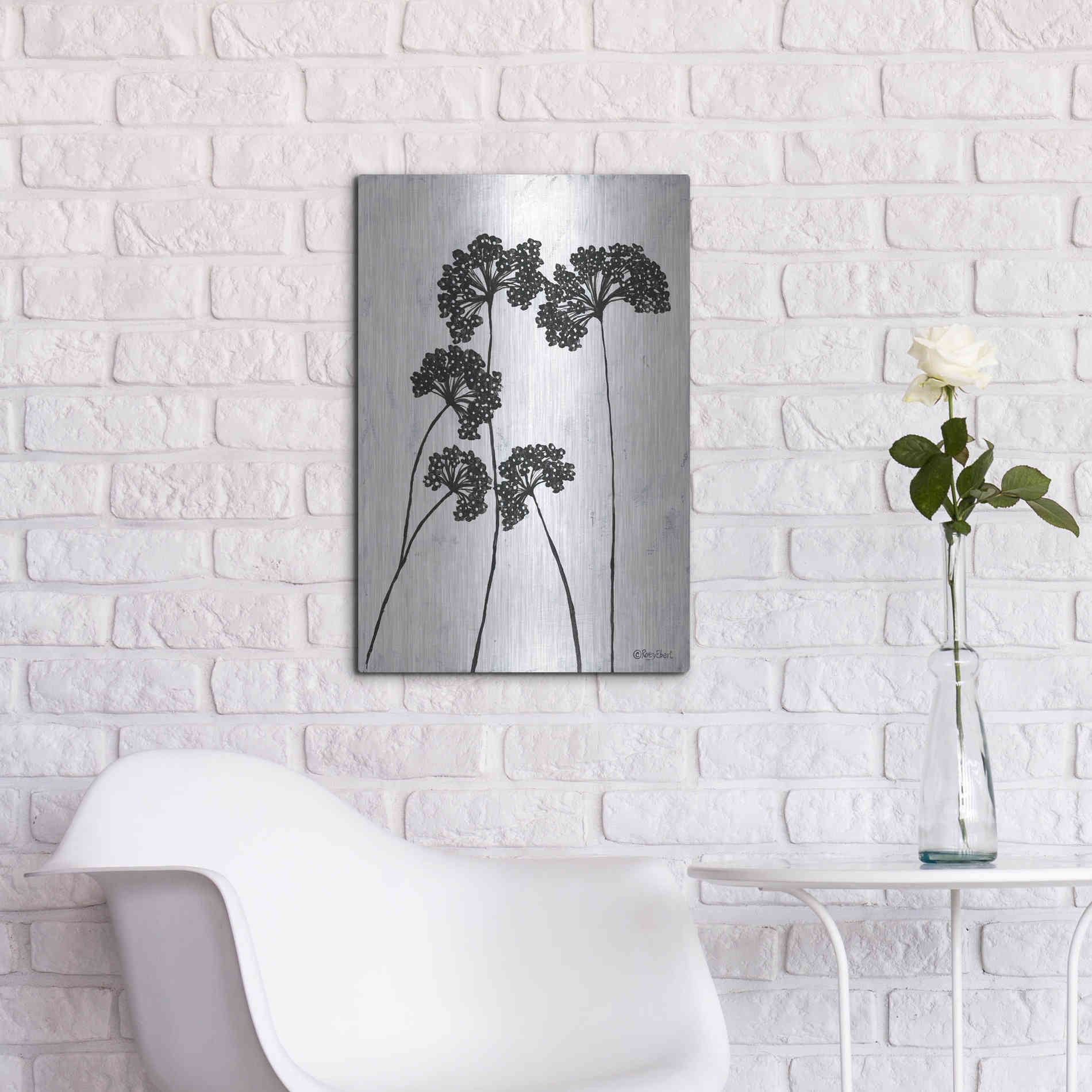 Luxe Metal Art 'Queen Anne's Lace I' by Roey Ebert, Metal Wall Art,16x24