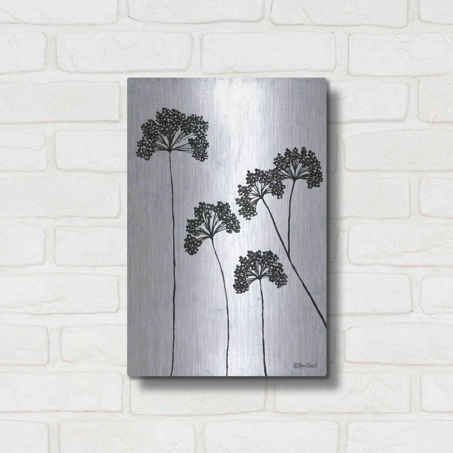 Luxe Metal Art 'Queen Anne's Lace II' by Roey Ebert, Metal Wall Art,12x16