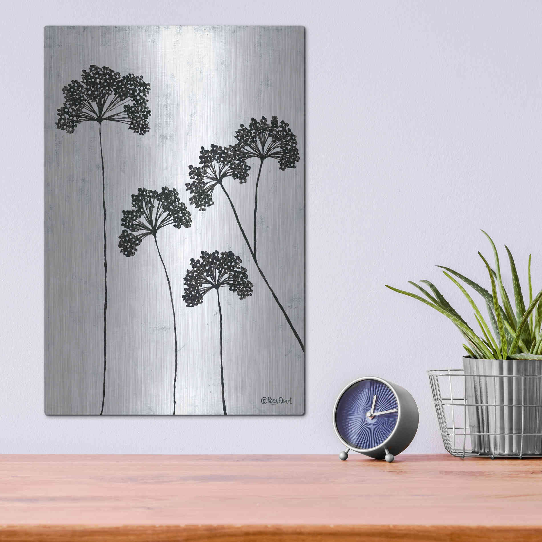 Luxe Metal Art 'Queen Anne's Lace II' by Roey Ebert, Metal Wall Art,12x16