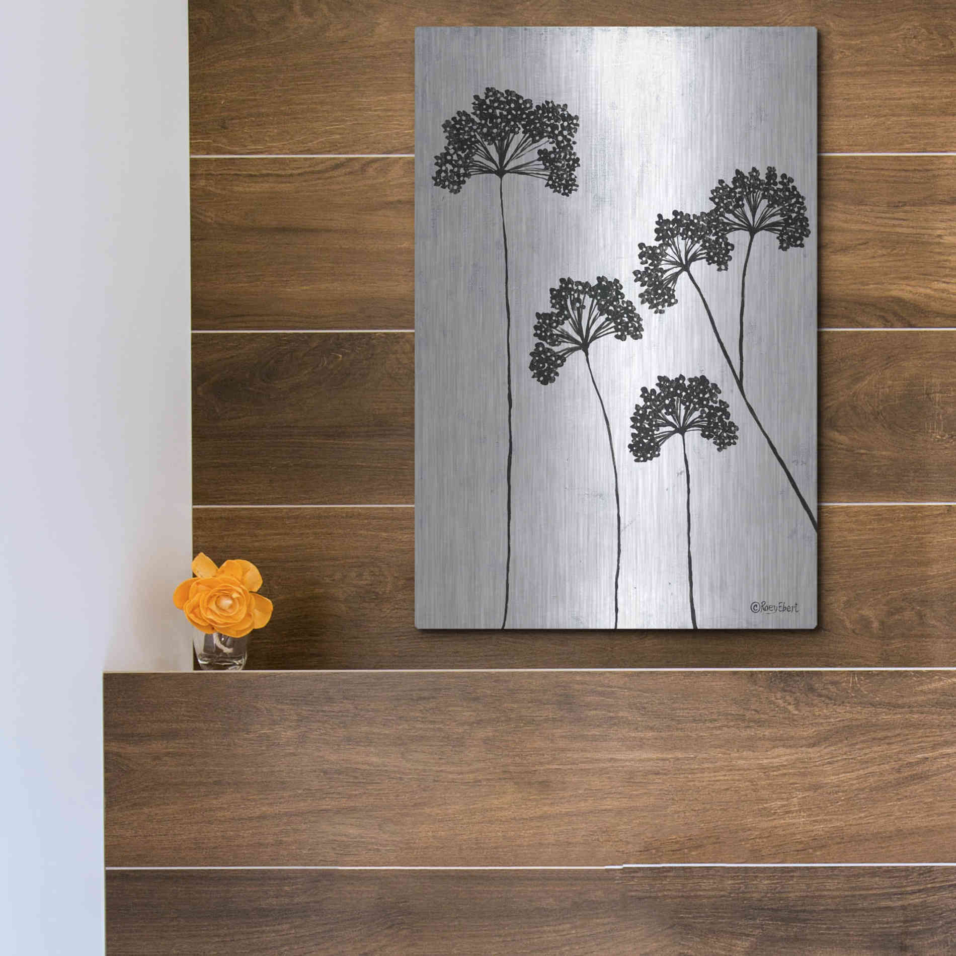 Luxe Metal Art 'Queen Anne's Lace II' by Roey Ebert, Metal Wall Art,12x16