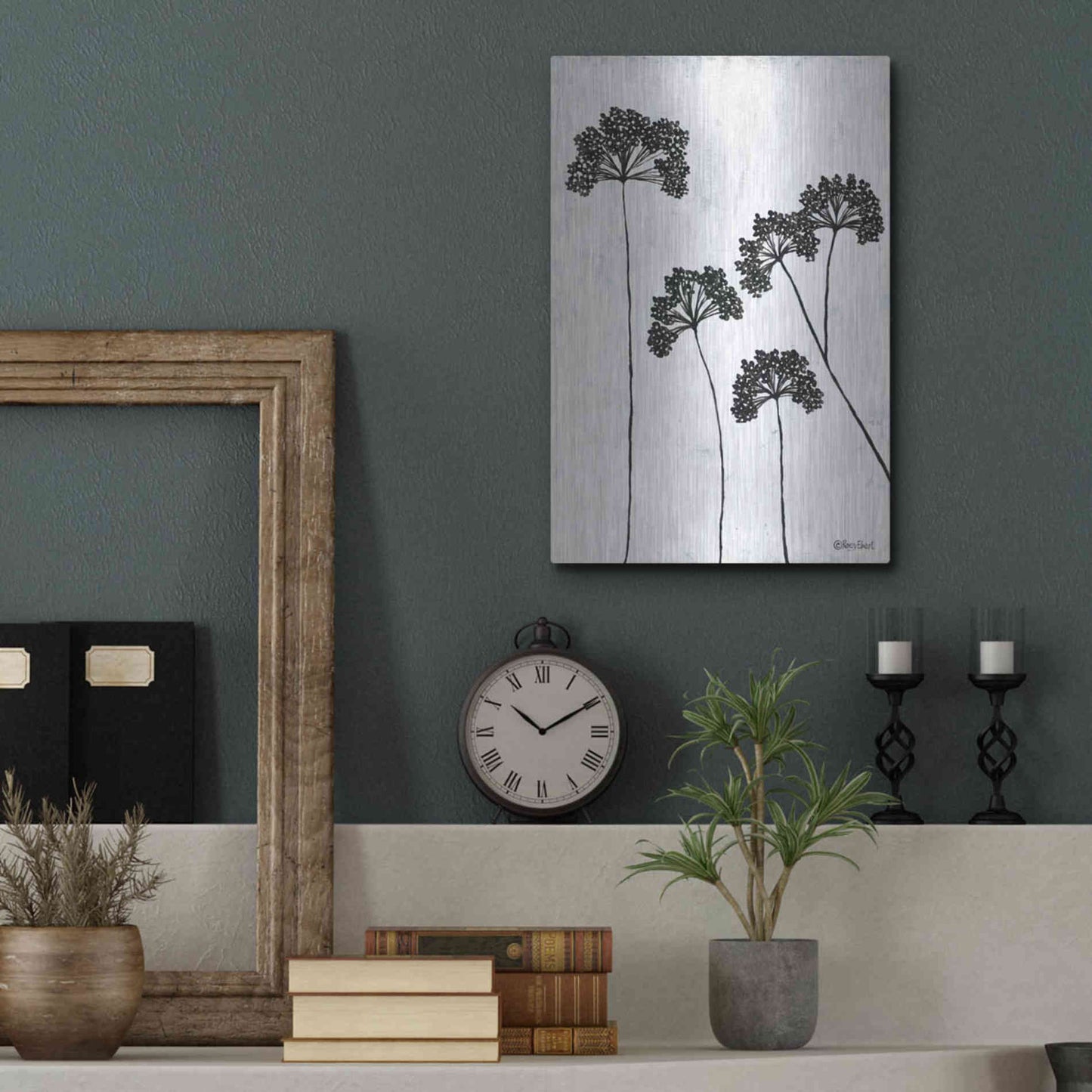 Luxe Metal Art 'Queen Anne's Lace II' by Roey Ebert, Metal Wall Art,12x16