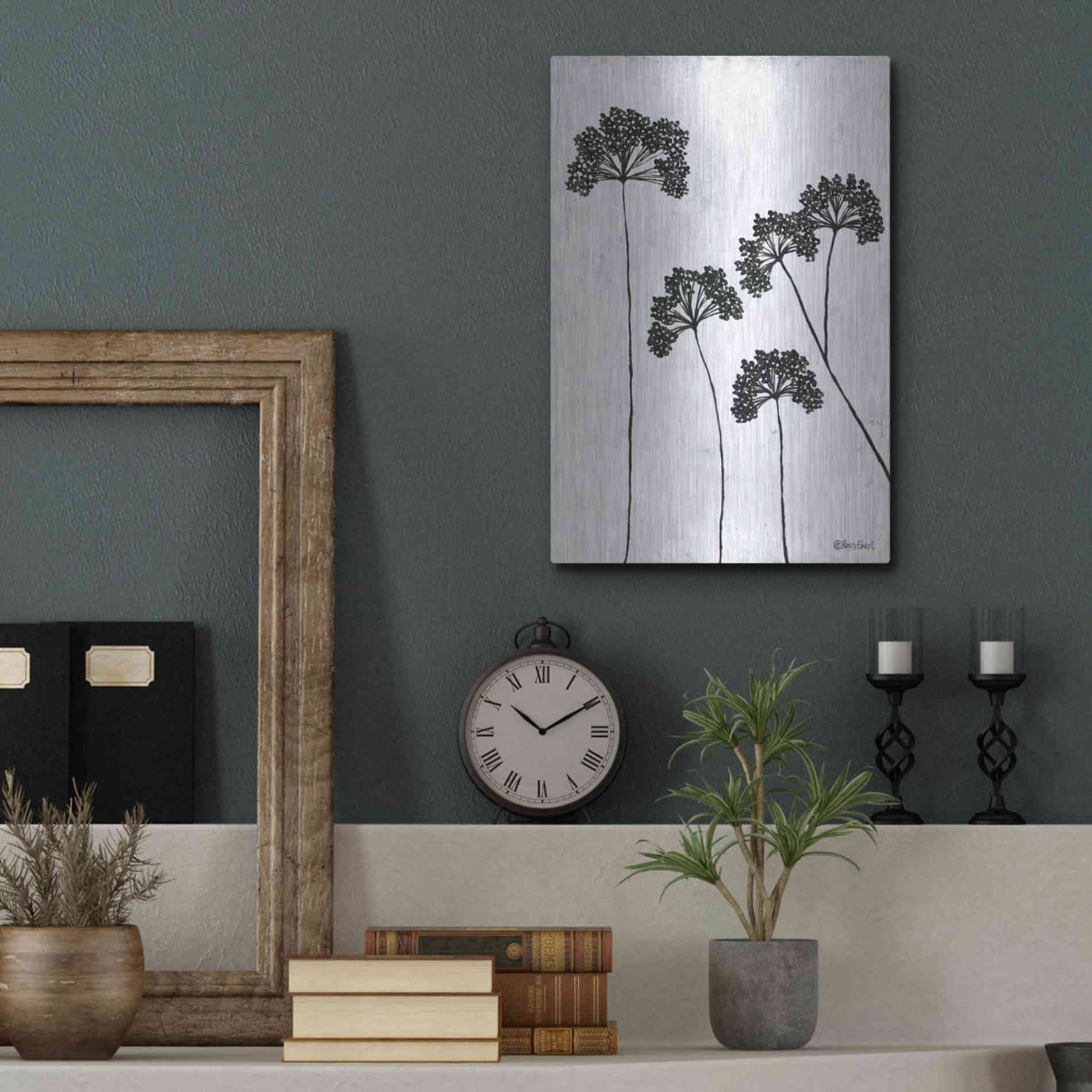 Luxe Metal Art 'Queen Anne's Lace II' by Roey Ebert, Metal Wall Art,12x16