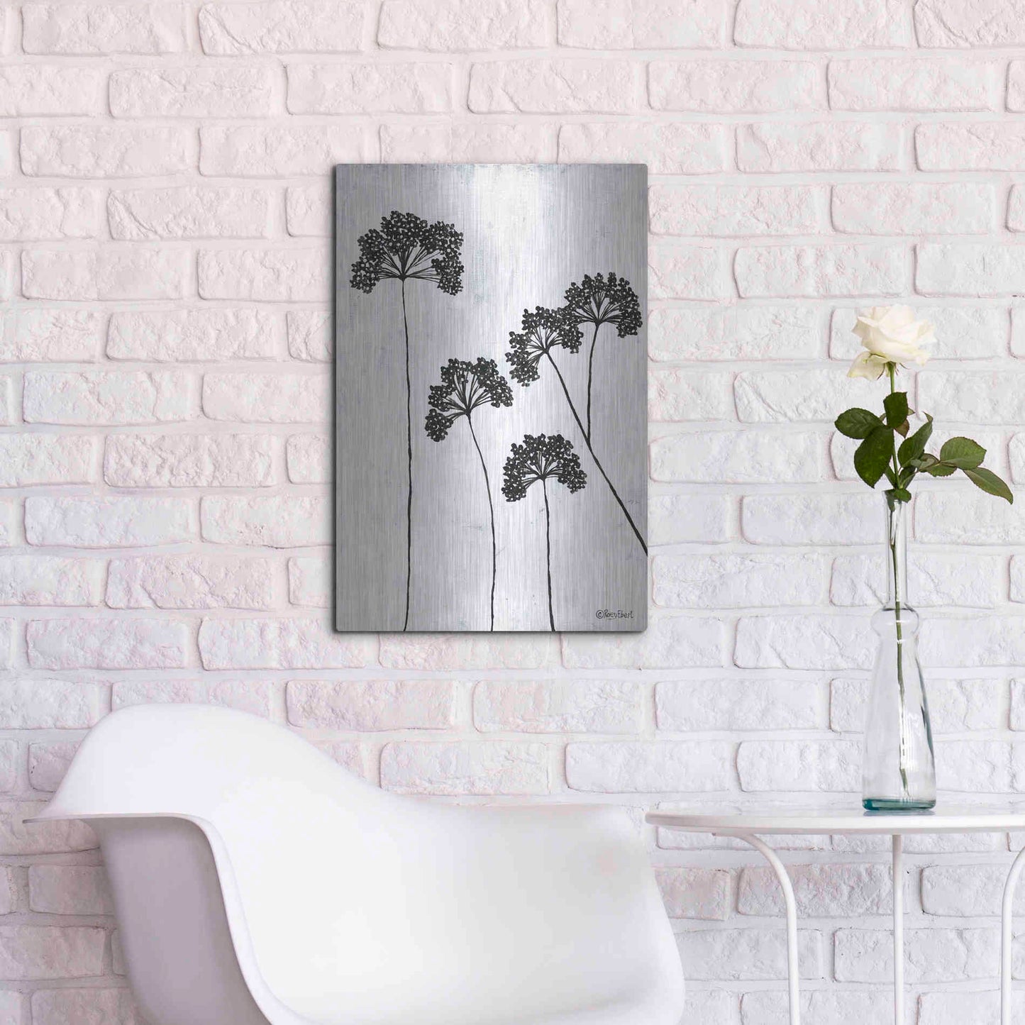 Luxe Metal Art 'Queen Anne's Lace II' by Roey Ebert, Metal Wall Art,16x24