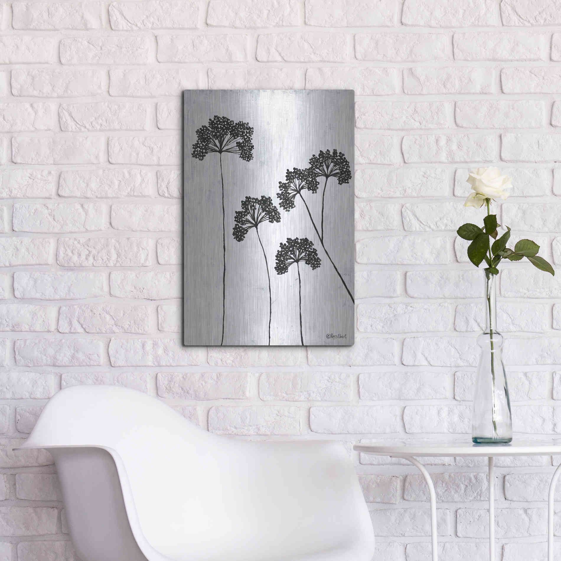 Luxe Metal Art 'Queen Anne's Lace II' by Roey Ebert, Metal Wall Art,16x24