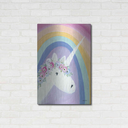 Luxe Metal Art 'Floral Unicorn I' by Roey Ebert, Metal Wall Art,24x36