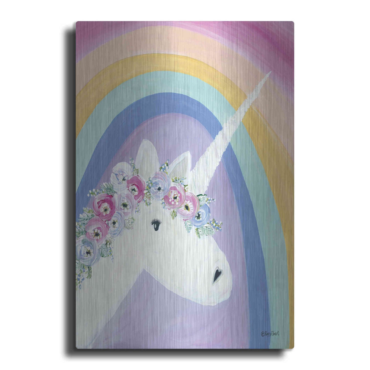 Luxe Metal Art 'Floral Unicorn I' by Roey Ebert, Metal Wall Art