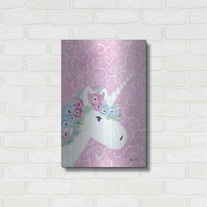 Luxe Metal Art 'Floral Unicorn II' by Roey Ebert, Metal Wall Art,16x24