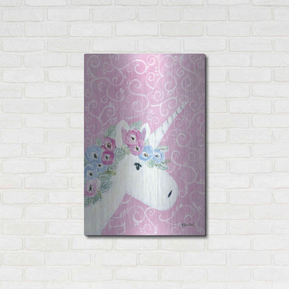 Luxe Metal Art 'Floral Unicorn II' by Roey Ebert, Metal Wall Art,24x36