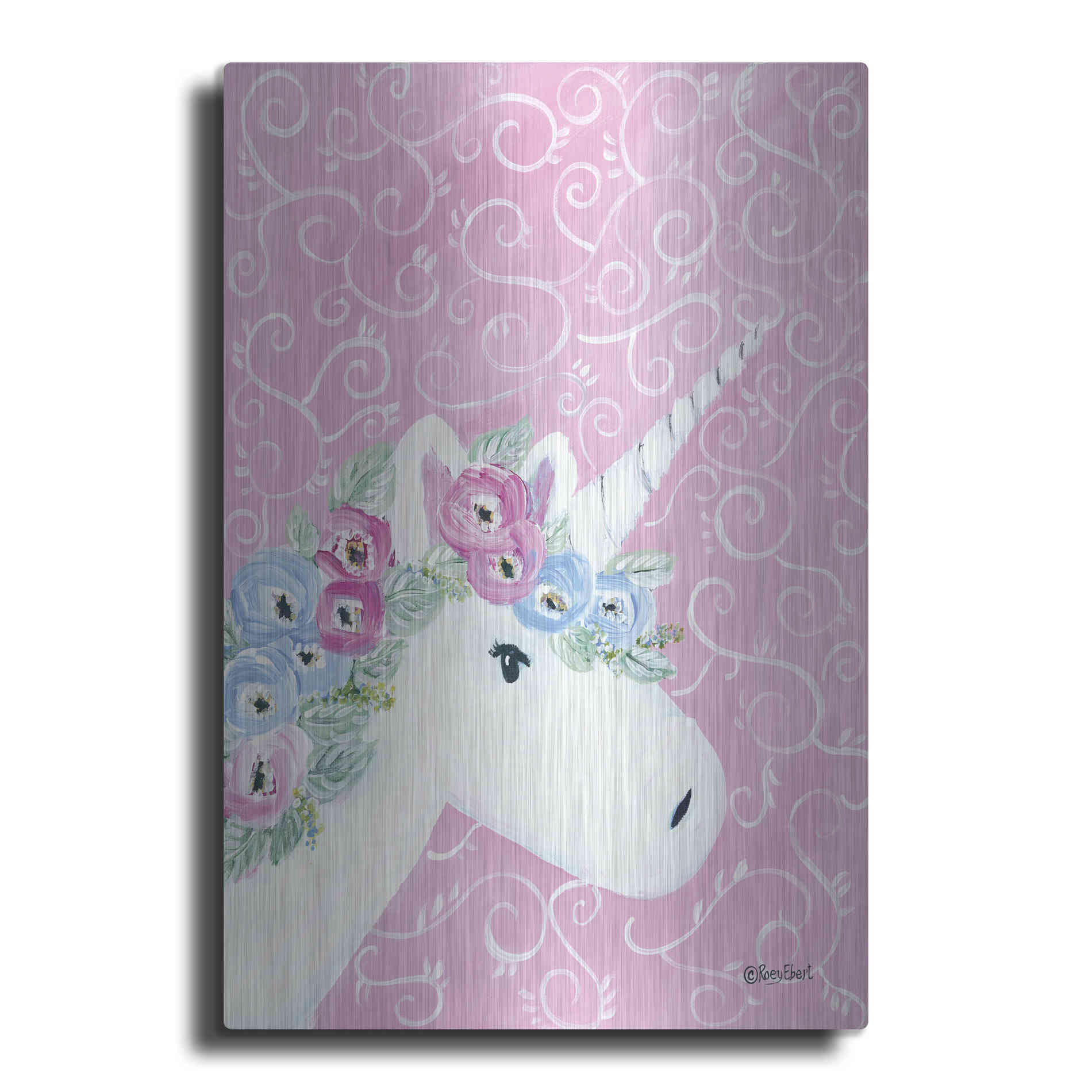 Luxe Metal Art 'Floral Unicorn II' by Roey Ebert, Metal Wall Art