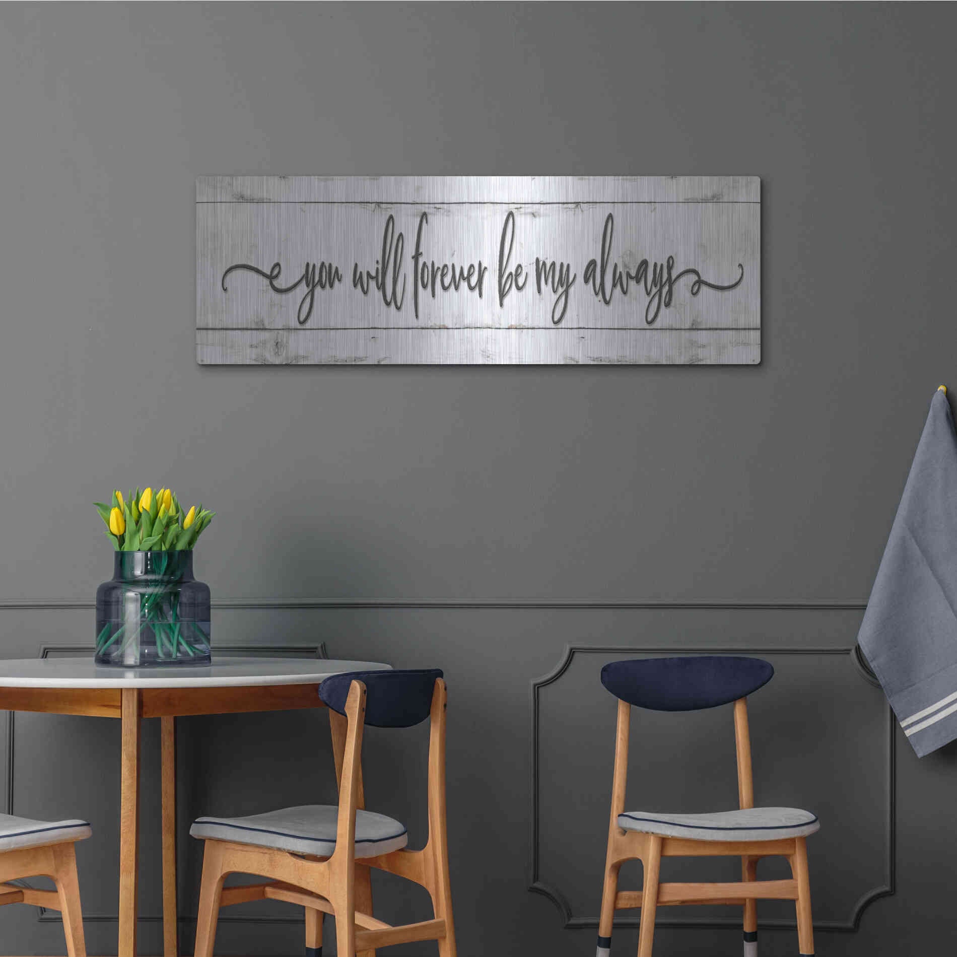 Luxe Metal Art 'You Will Forever Be My Always' by Susie Boyer, Metal Wall Art,48x16