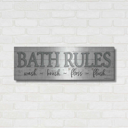 Luxe Metal Art 'Bath Rules' by Susie Boyer, Metal Wall Art,36x12