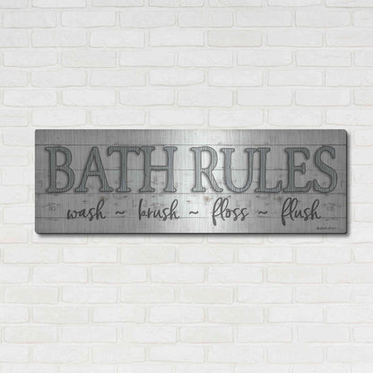 Luxe Metal Art 'Bath Rules' by Susie Boyer, Metal Wall Art,48x16