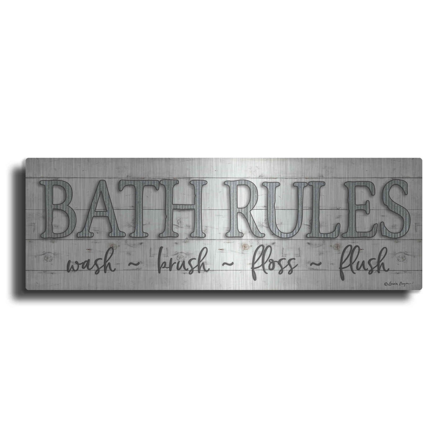 Luxe Metal Art 'Bath Rules' by Susie Boyer, Metal Wall Art