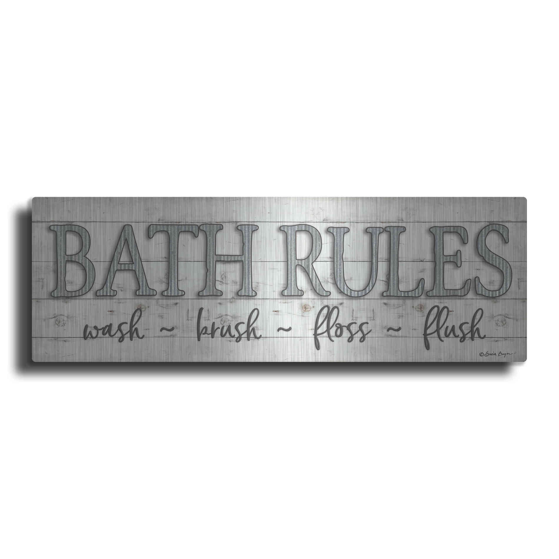 Luxe Metal Art 'Bath Rules' by Susie Boyer, Metal Wall Art