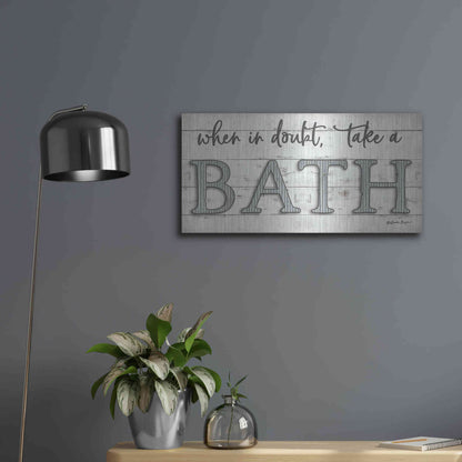 Luxe Metal Art 'When in Doubt Take a Bath' by Susie Boyer, Metal Wall Art,24x12