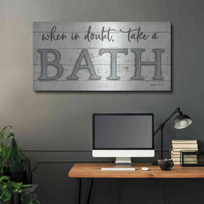 Luxe Metal Art 'When in Doubt Take a Bath' by Susie Boyer, Metal Wall Art,48x24