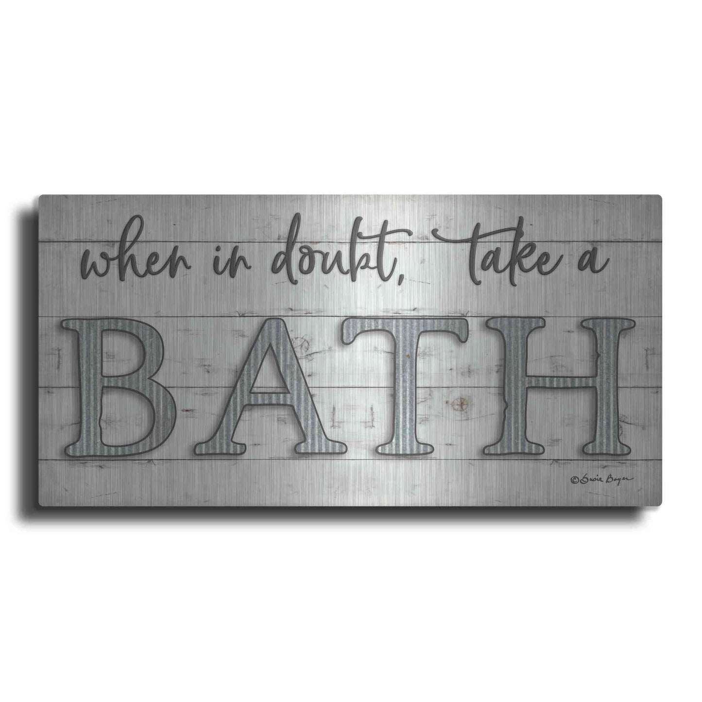 Luxe Metal Art 'When in Doubt Take a Bath' by Susie Boyer, Metal Wall Art