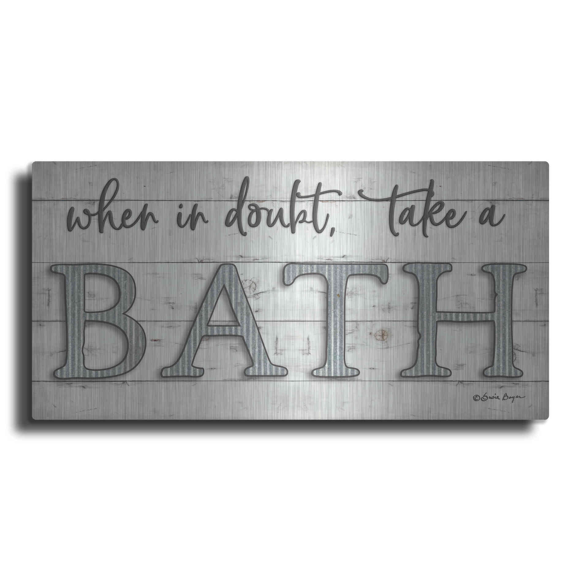 Luxe Metal Art 'When in Doubt Take a Bath' by Susie Boyer, Metal Wall Art