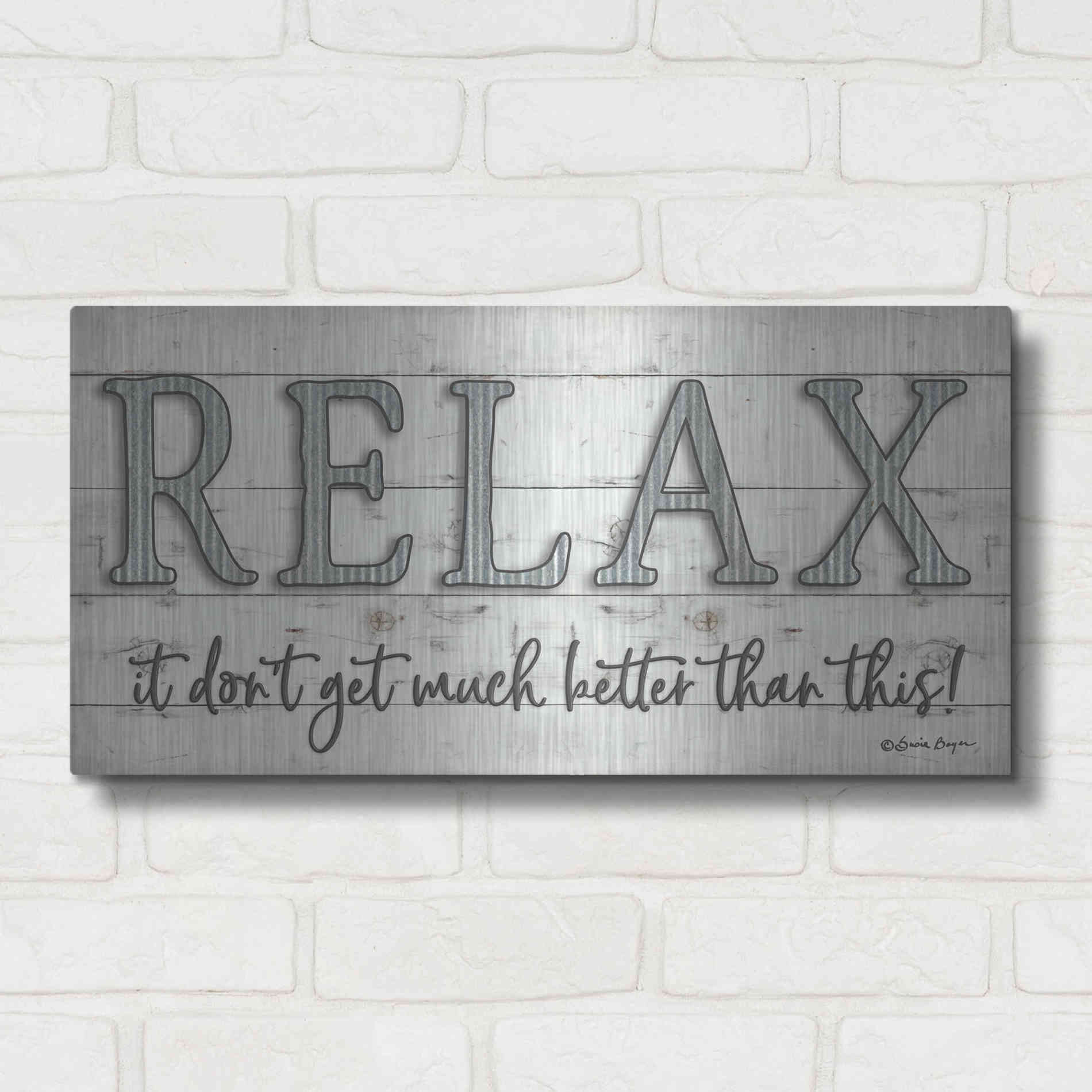 Luxe Metal Art 'Relax' by Susie Boyer, Metal Wall Art,24x12