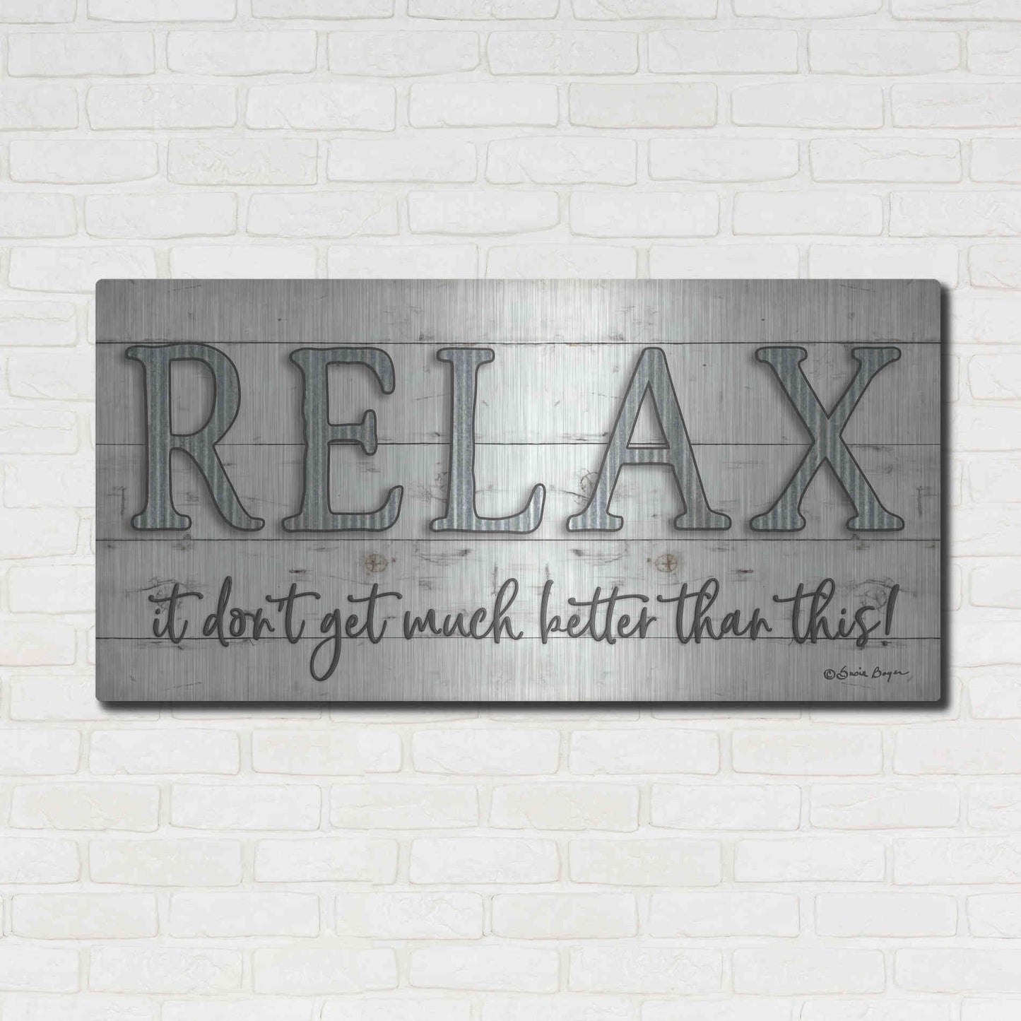 Luxe Metal Art 'Relax' by Susie Boyer, Metal Wall Art,48x24