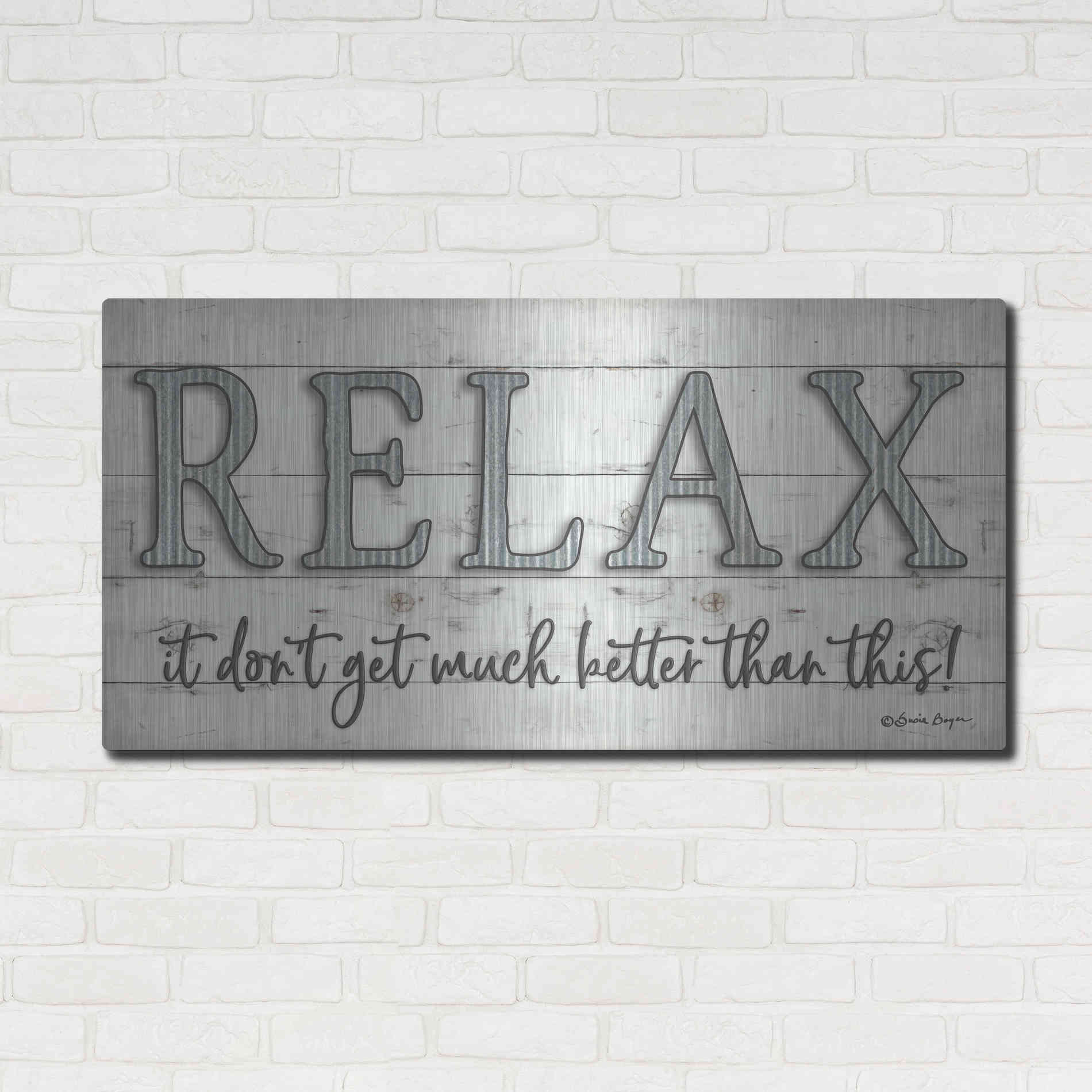 Luxe Metal Art 'Relax' by Susie Boyer, Metal Wall Art,48x24