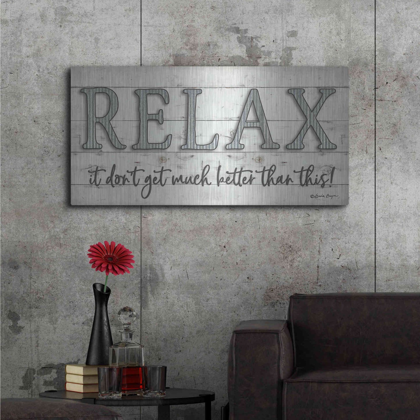 Luxe Metal Art 'Relax' by Susie Boyer, Metal Wall Art,48x24