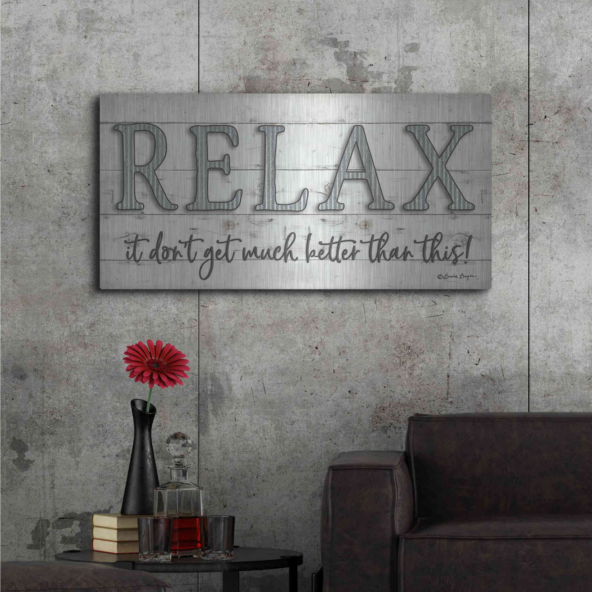 Luxe Metal Art 'Relax' by Susie Boyer, Metal Wall Art,48x24