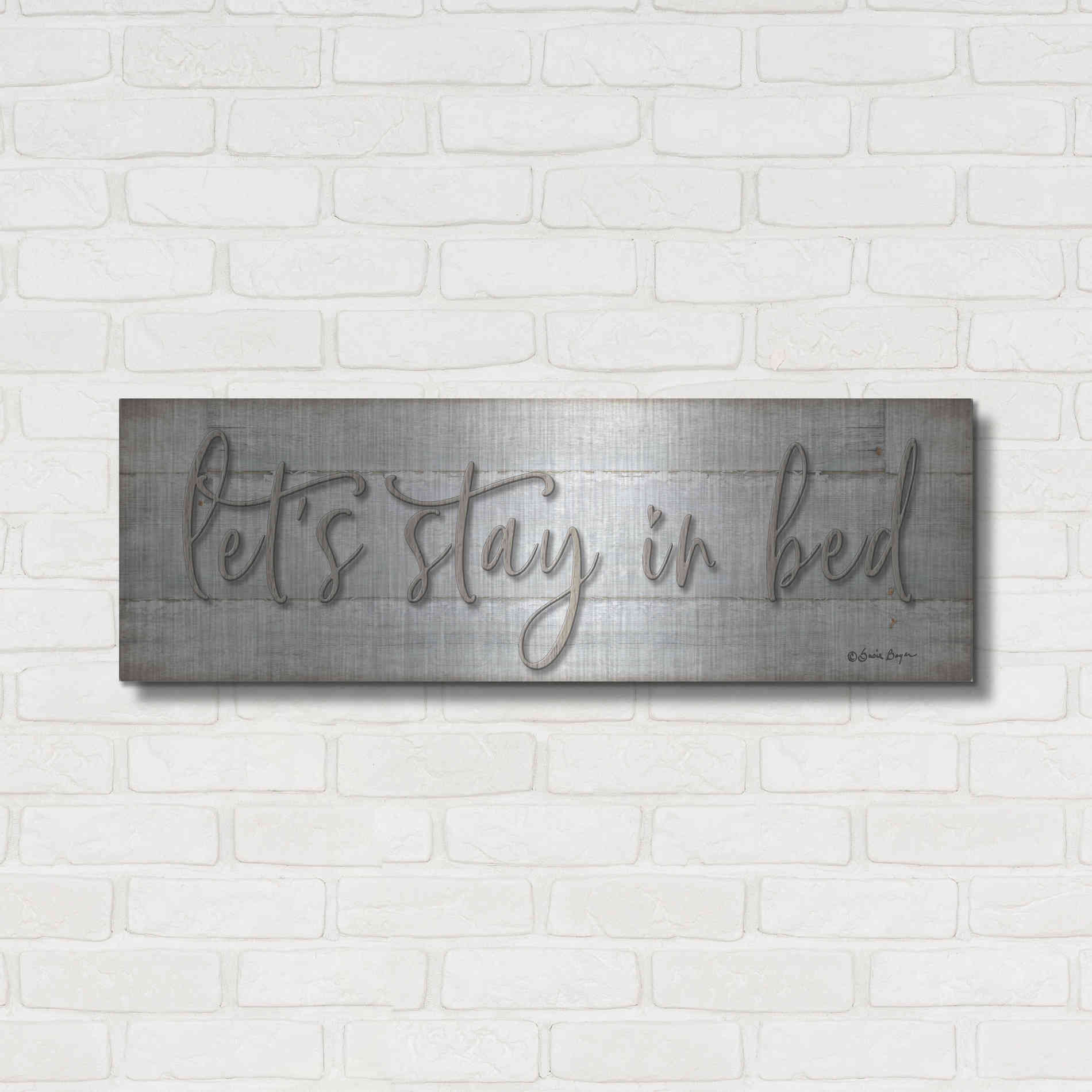 Luxe Metal Art 'Let's Stay in Bed' by Susie Boyer, Metal Wall Art,36x12