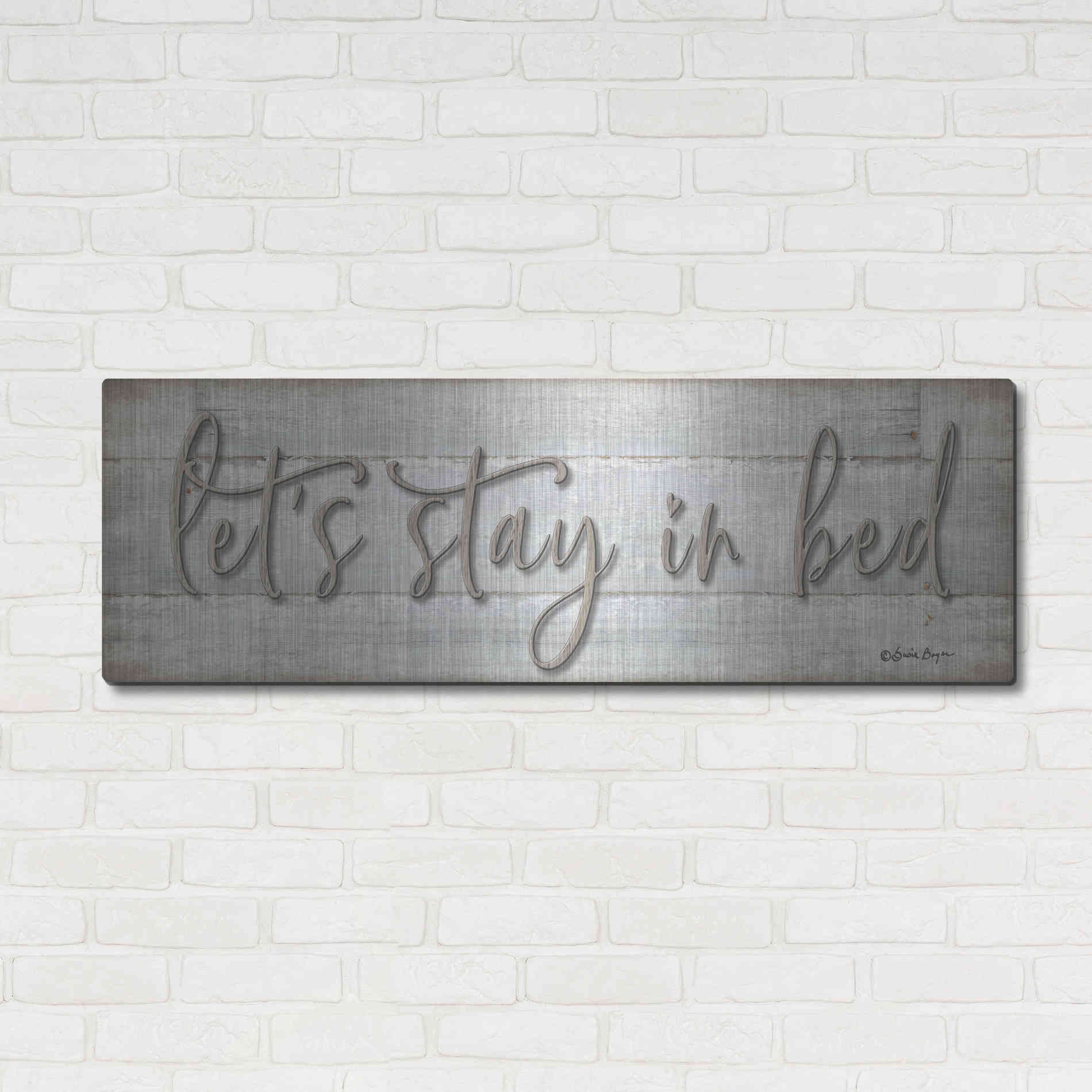 Luxe Metal Art 'Let's Stay in Bed' by Susie Boyer, Metal Wall Art,48x16