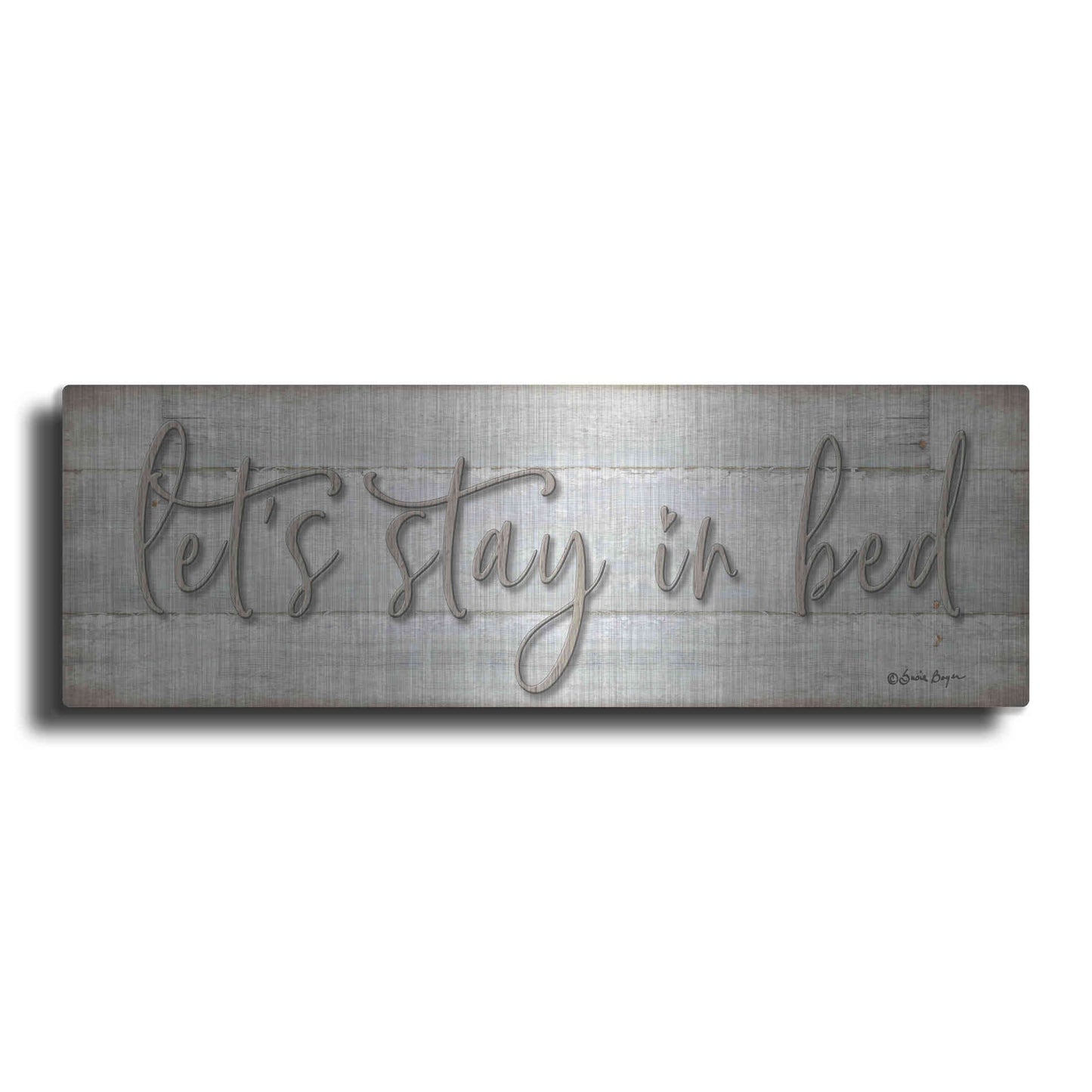Luxe Metal Art 'Let's Stay in Bed' by Susie Boyer, Metal Wall Art