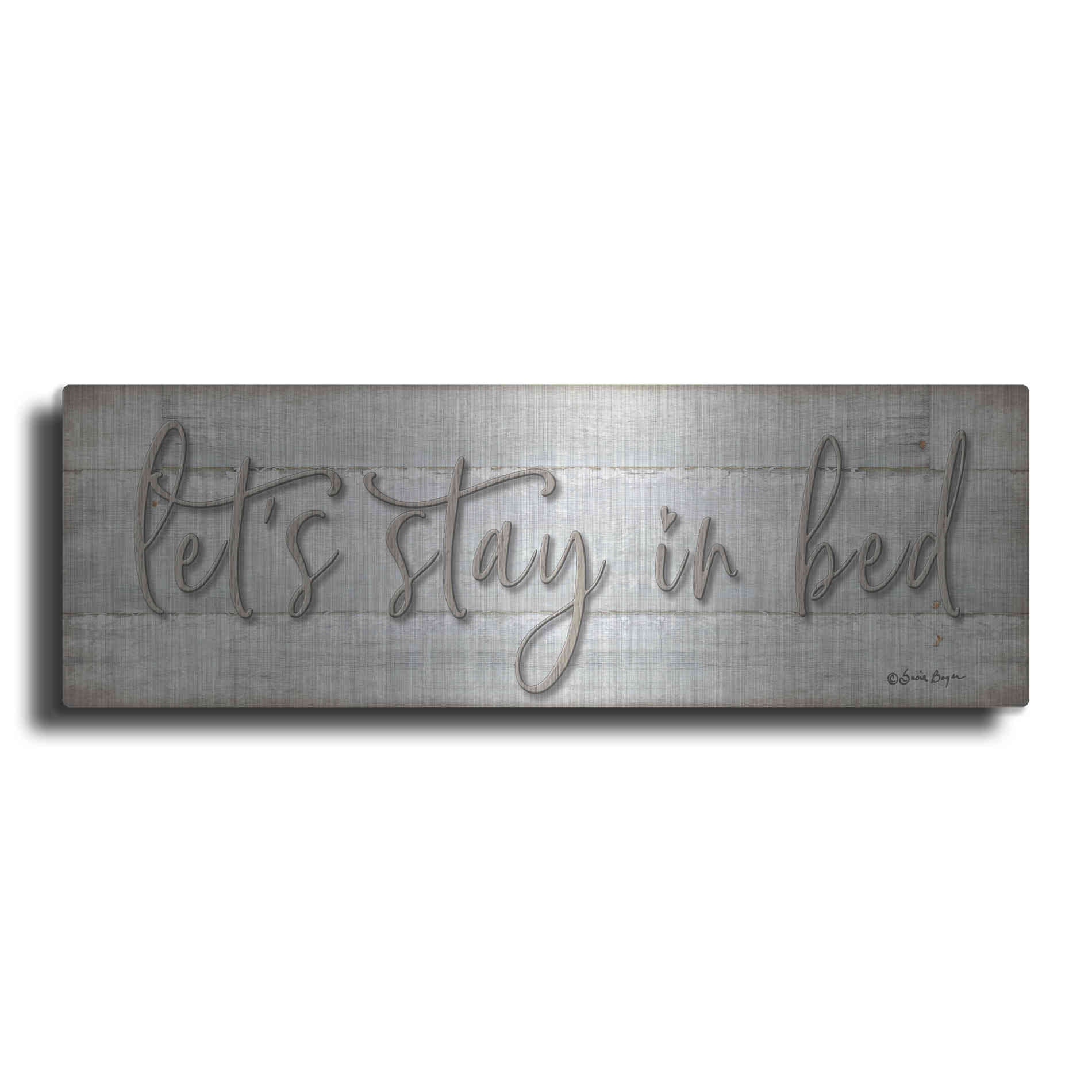 Luxe Metal Art 'Let's Stay in Bed' by Susie Boyer, Metal Wall Art