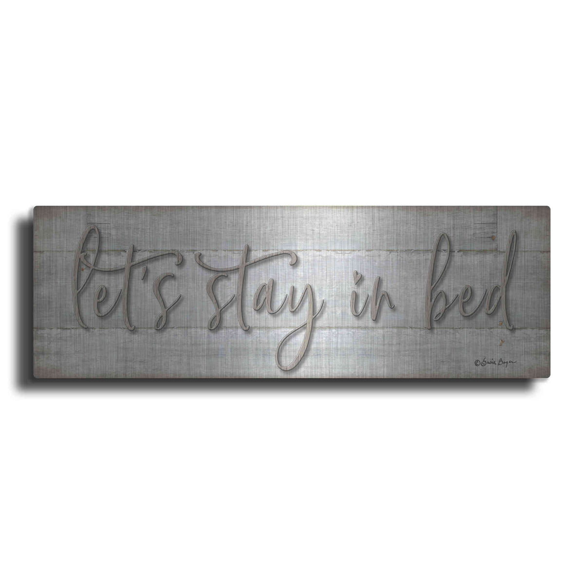 Luxe Metal Art 'Let's Stay in Bed' by Susie Boyer, Metal Wall Art