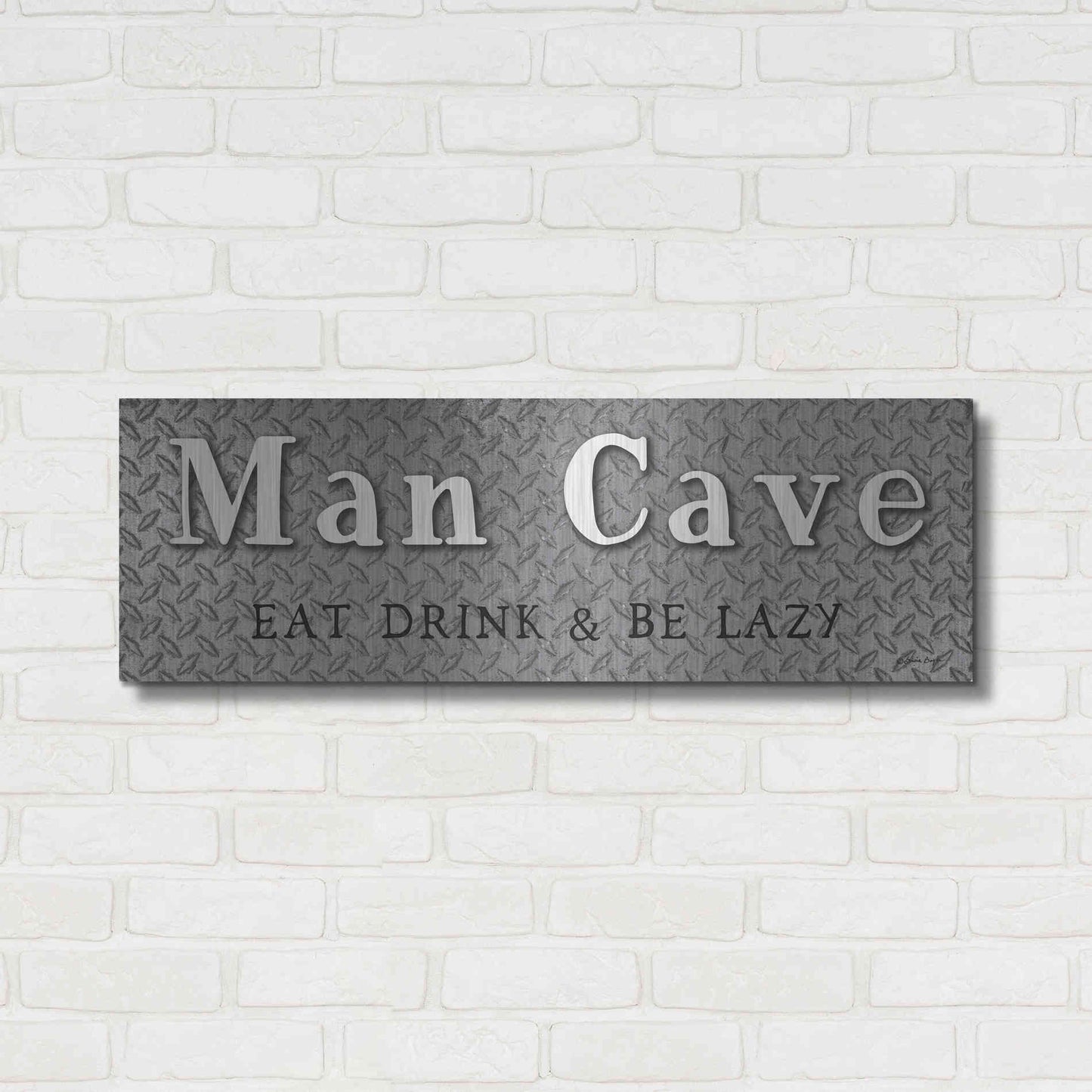 Luxe Metal Art 'Man Cave' by Susie Boyer, Metal Wall Art,36x12